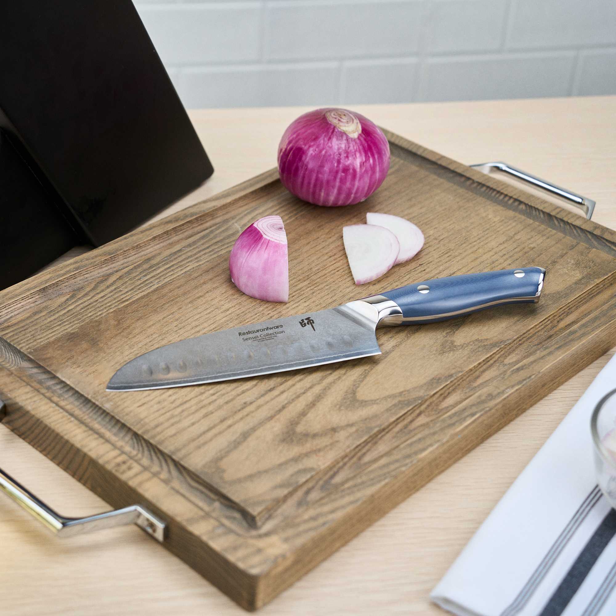Sensei Blue Damascus Steel 7" Santoku Knife - 1 count box