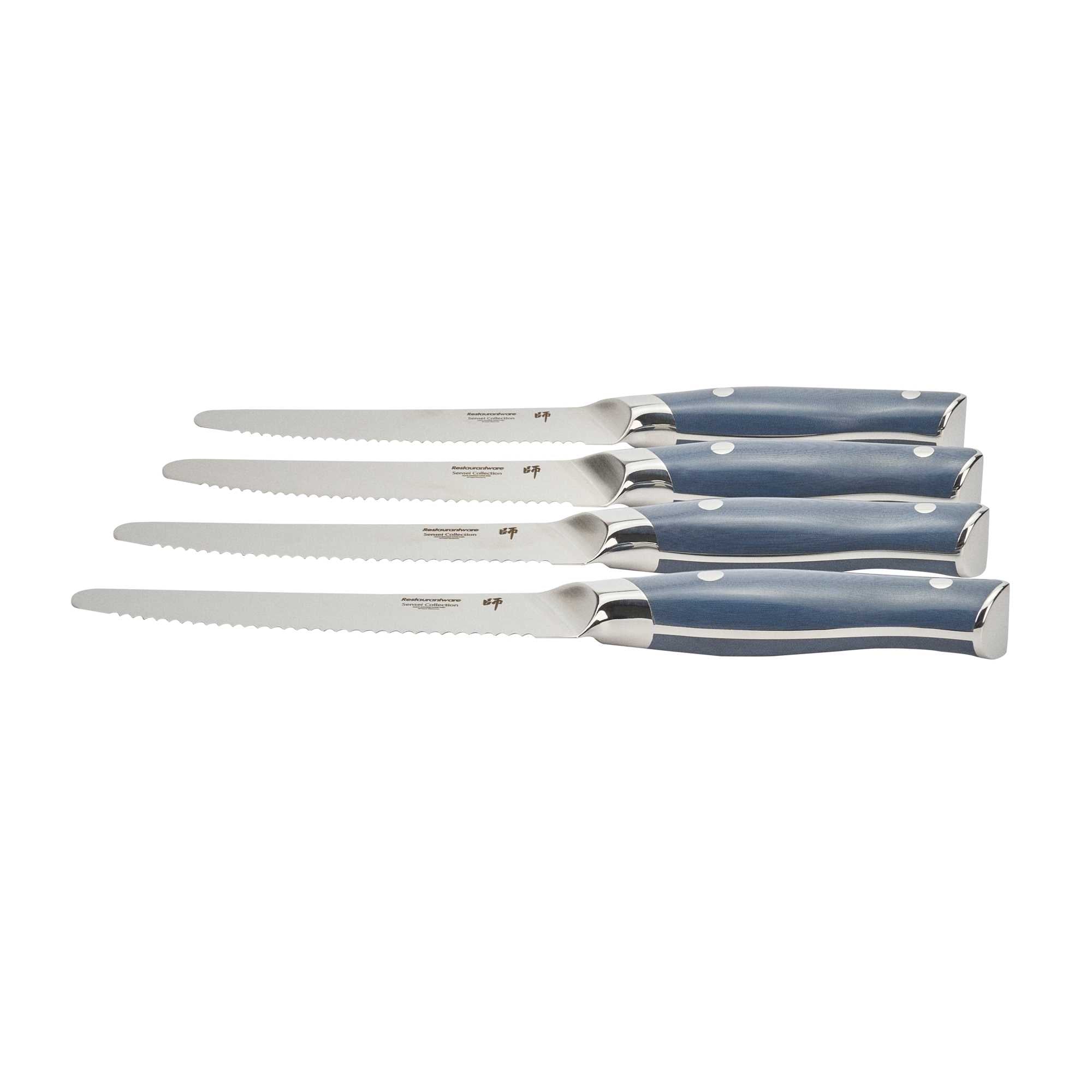 Sensei Blue Damascus Steel 5.5" Steak Knife - 4 count box
