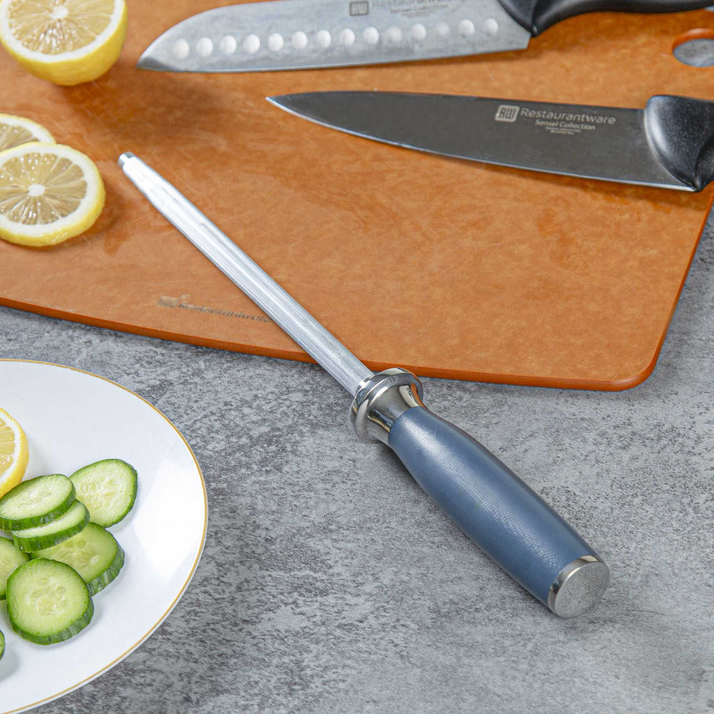 Met Lux Silver and Blue Steel 8" Honing Knife Tool - 1 count box