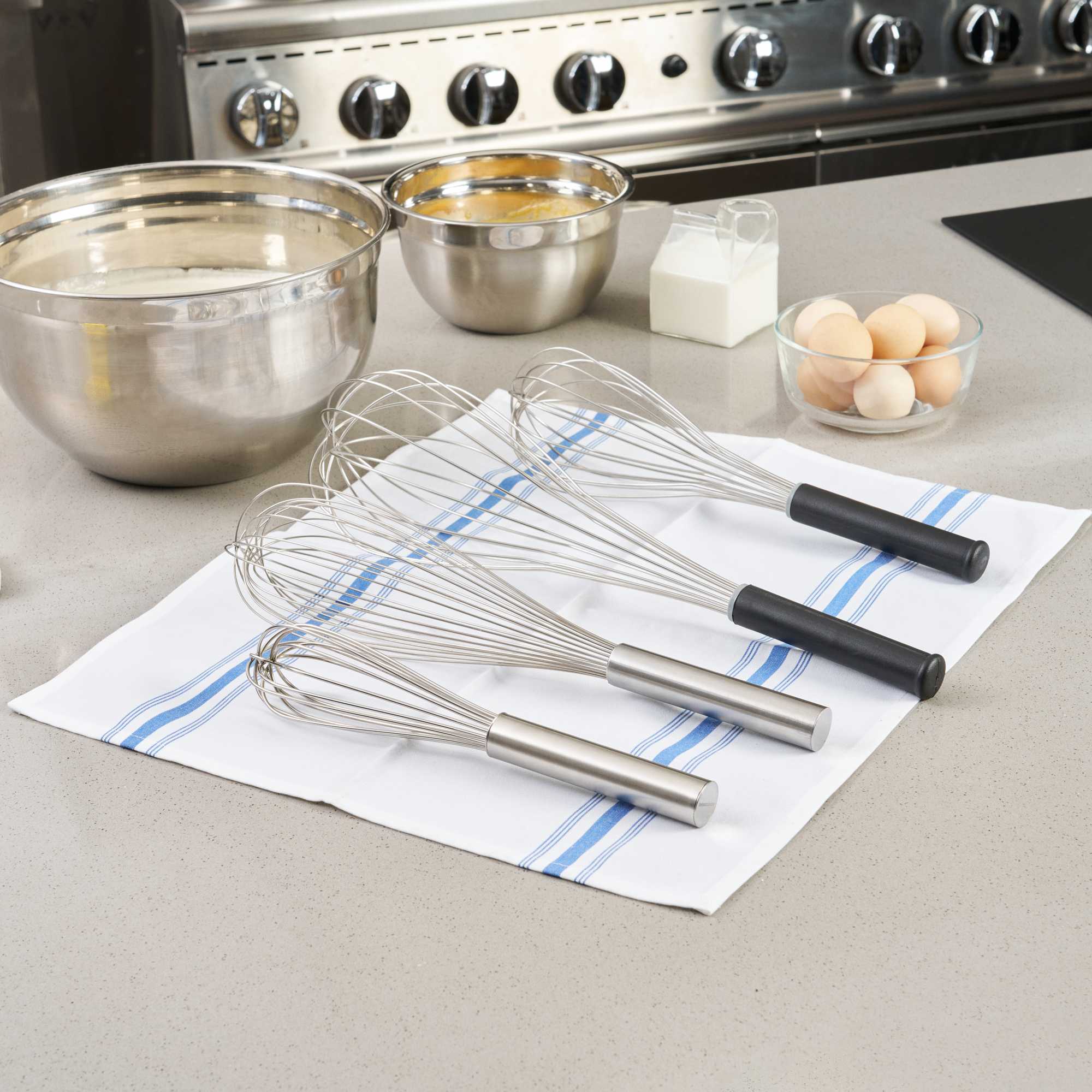 Met Lux Stainless Steel Piano Whisk - with Plastic Comfort Handle - 18" - 1 count box