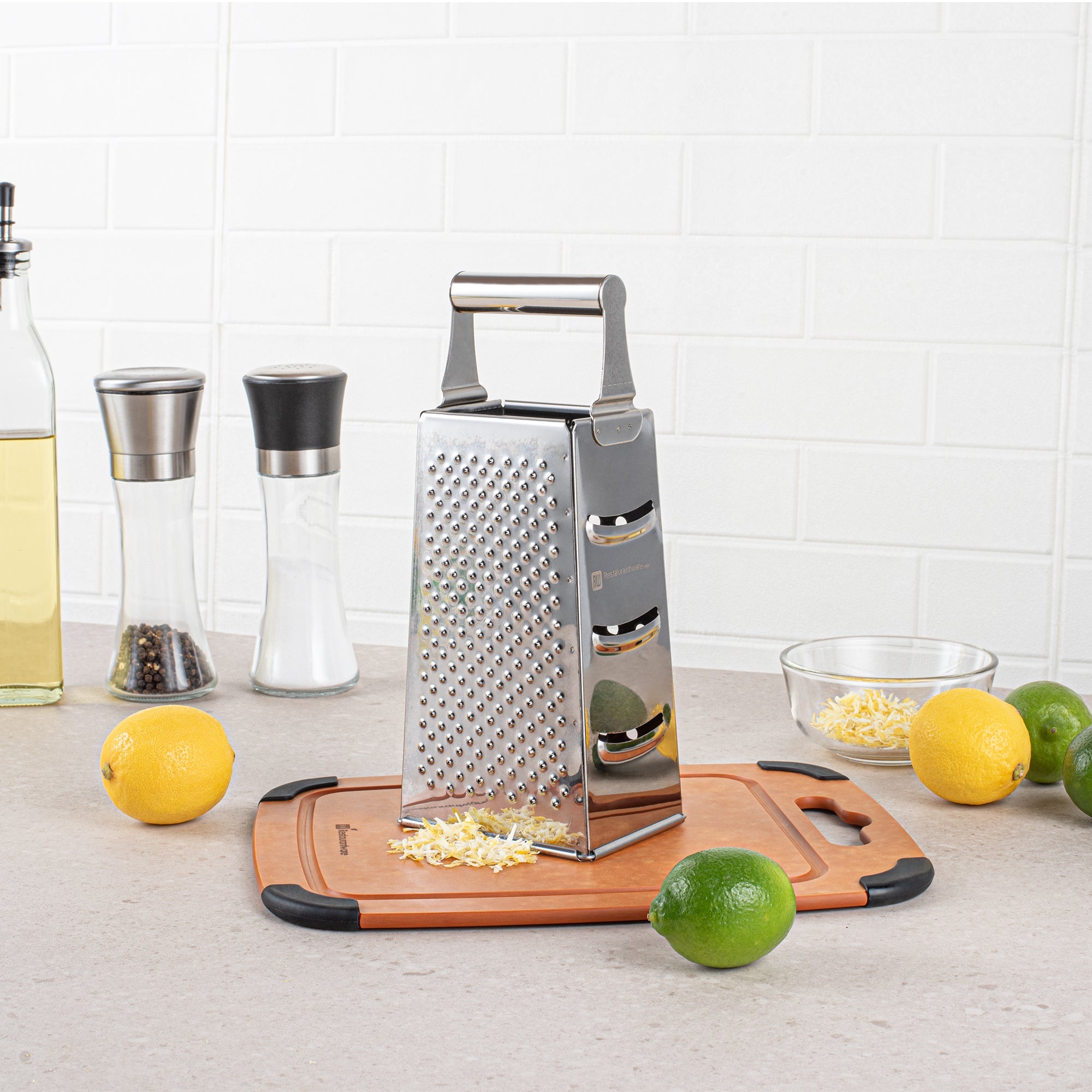 Met Lux Stainless Steel Heavy-Duty Four-Sided Cheese Grater - 4 1/4" x 3 1/4" x 10" - 1 count box