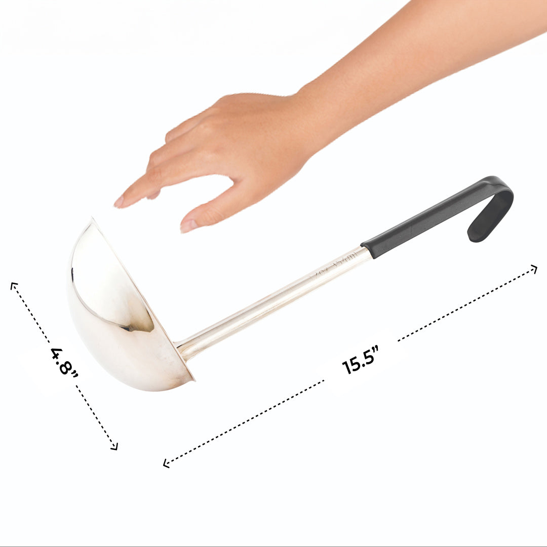 Met Lux 12 oz Stainless Steel Serving Ladle - with Black Handle - 15 1/2" - 1 count box