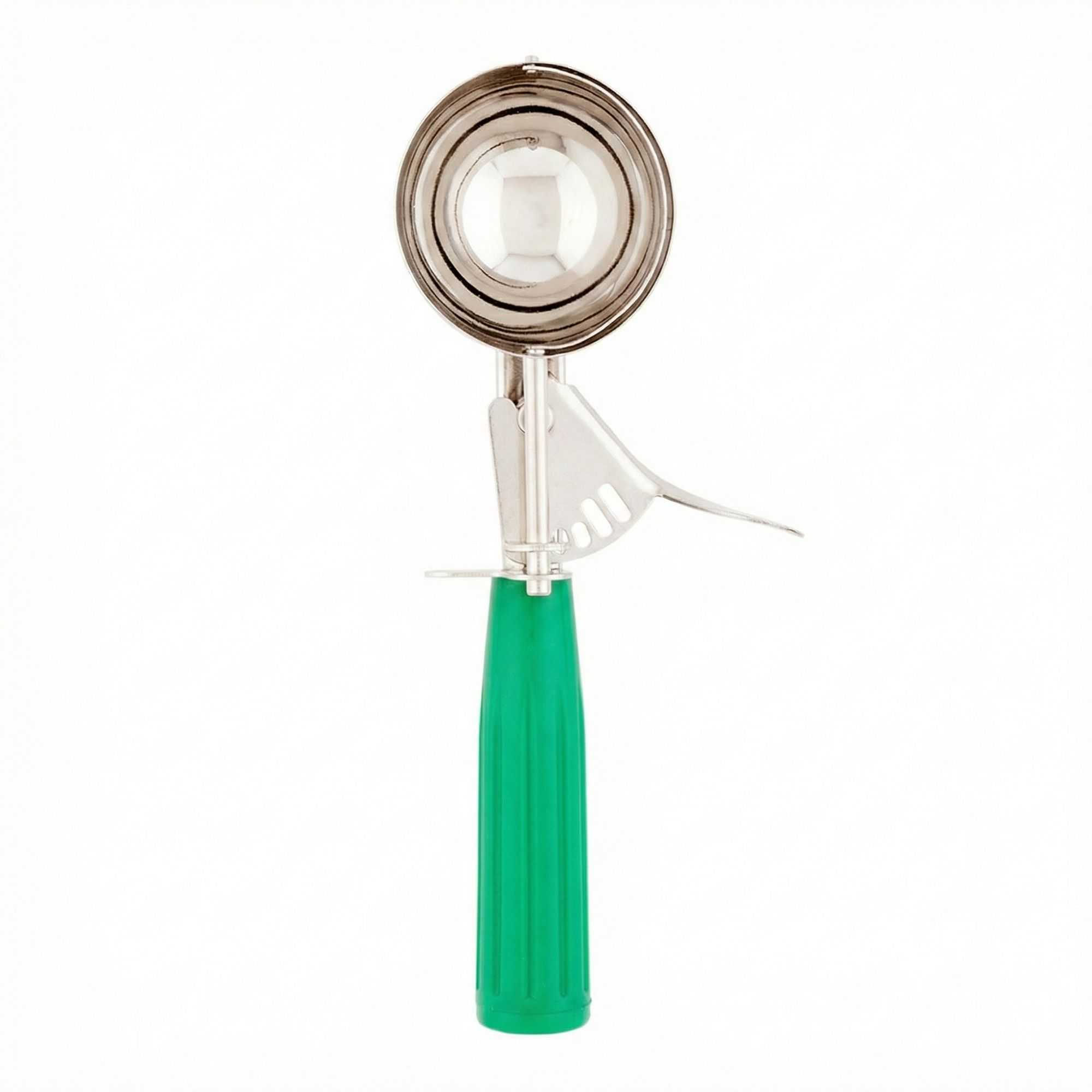 Met Lux 2.5 oz Stainless Steel #12 Portion Scoop - with Green Handle - 1 count box