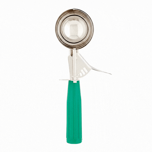 Met Lux 2.5 oz Stainless Steel #12 Portion Scoop - with Green Handle - 1 count box