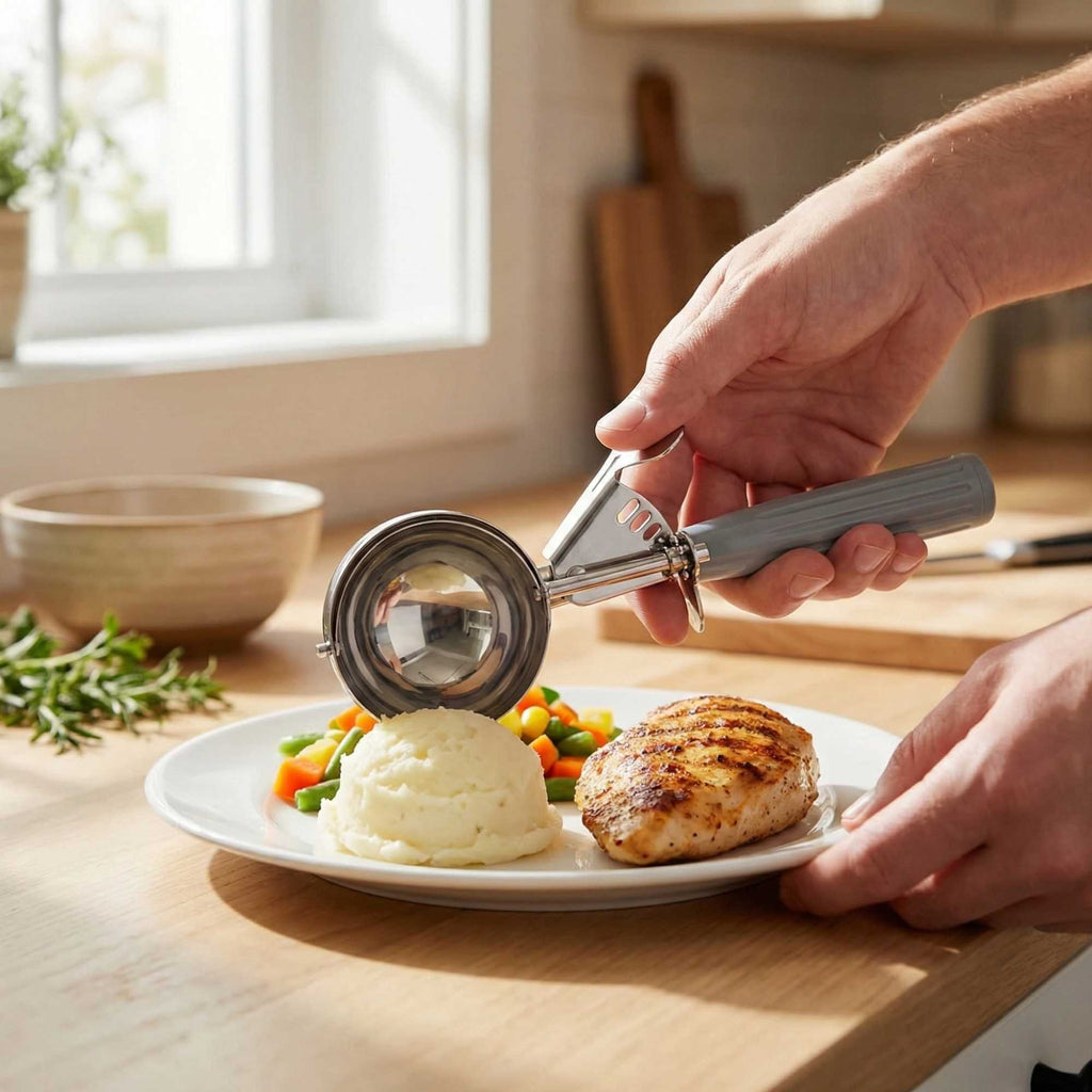 Met Lux 4 oz Stainless Steel #8 Portion Scoop - with Gray Handle - 1 count box