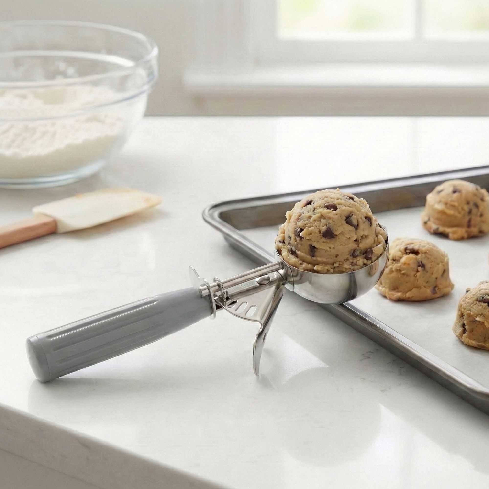 Met Lux 4 oz Stainless Steel #8 Portion Scoop - with Gray Handle - 1 count box