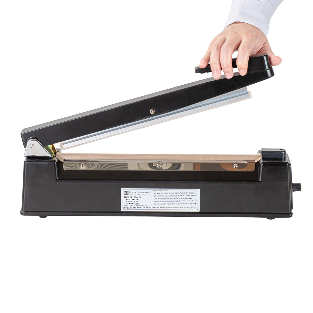 Fresh Hero Black Aluminum Hand Impulse Sealer - Industrial Grade, Food Safe - 17 3/4" x 3 1/4" x 10" - 1 count box
