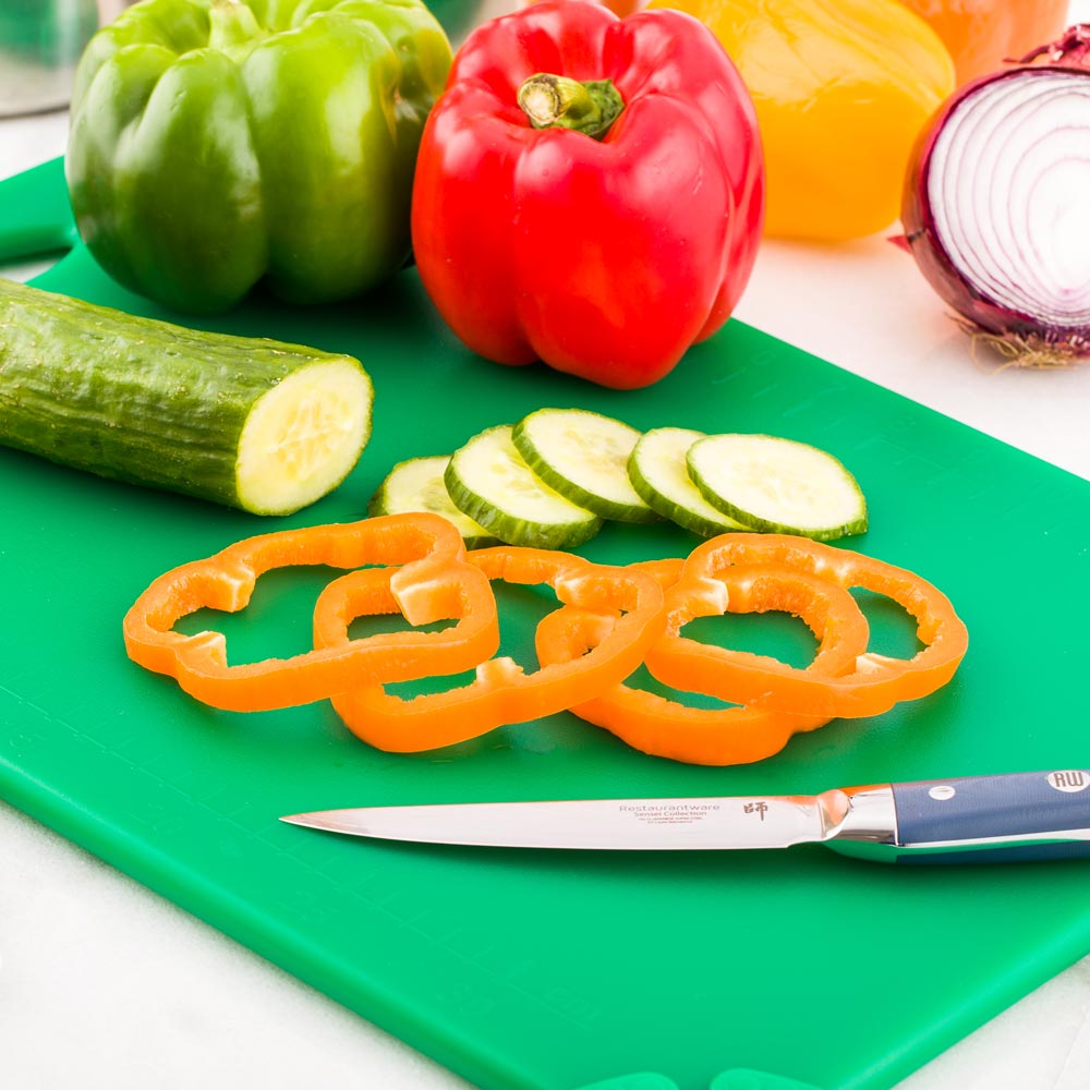 Sure Grip Green Plastic Cutting Board - Non-Slip, Measurement Markers, Carrying Handle - 12" x 18" - 1 count box
