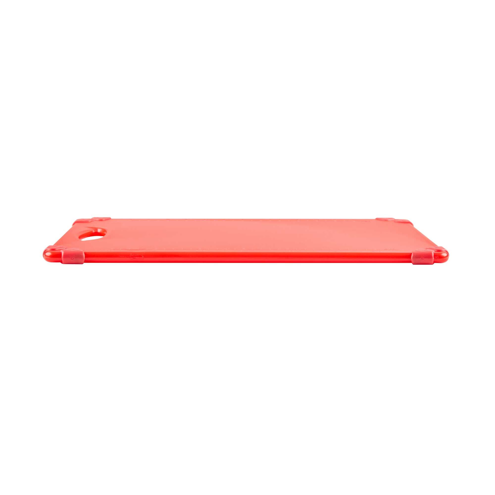 Sure Grip Red Plastic Cutting Board - Non-Slip, Measurement Markers, Carrying Handle - 12" x 18" - 1 count box