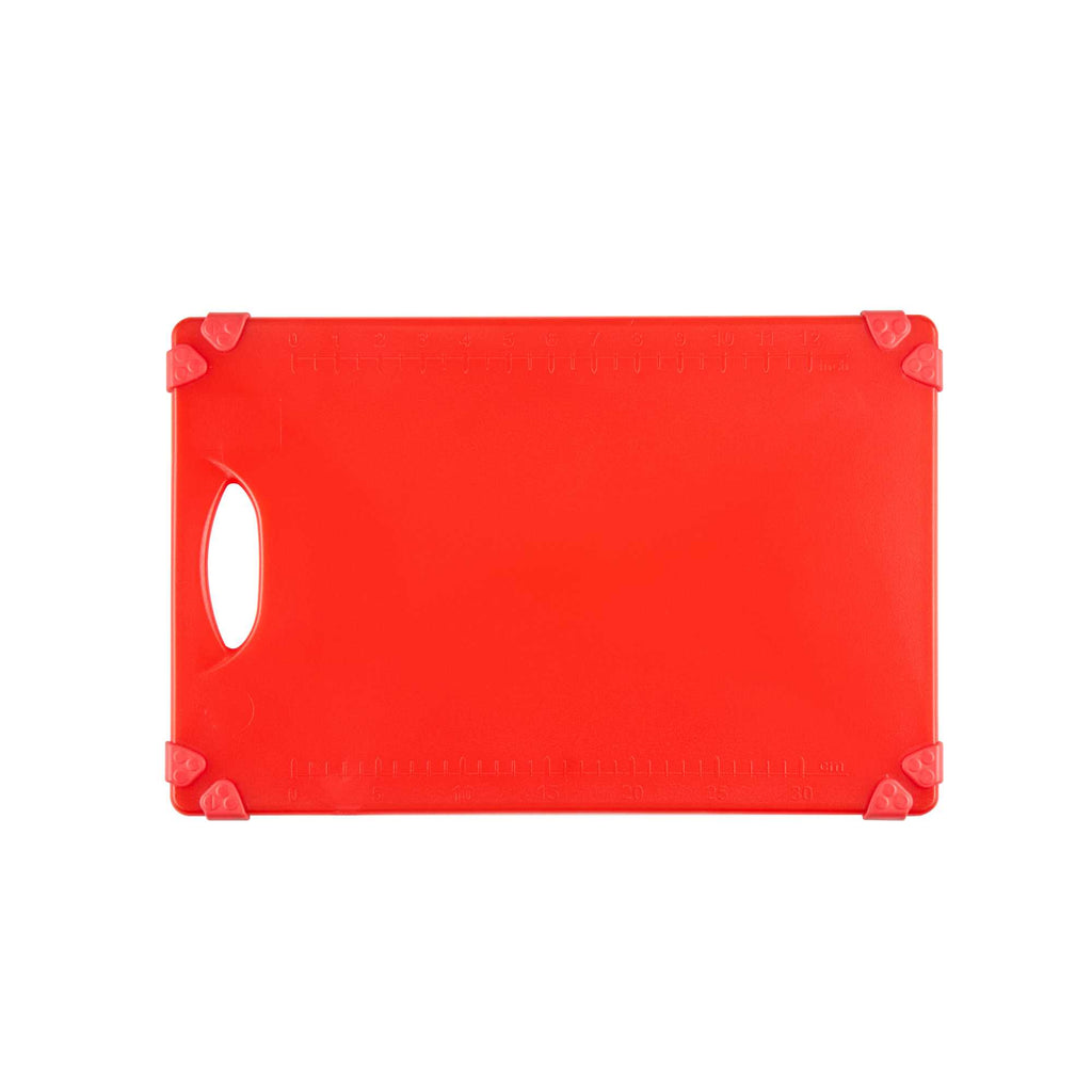 Sure Grip Red Plastic Cutting Board - Non-Slip, Measurement Markers, Carrying Handle - 12" x 18" - 1 count box