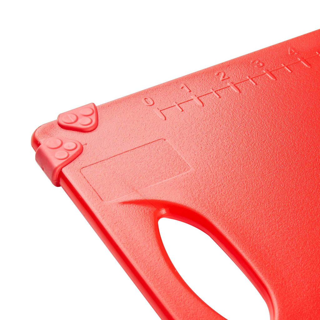 Sure Grip Red Plastic Cutting Board - Non-Slip, Measurement Markers, Carrying Handle - 12" x 18" - 1 count box