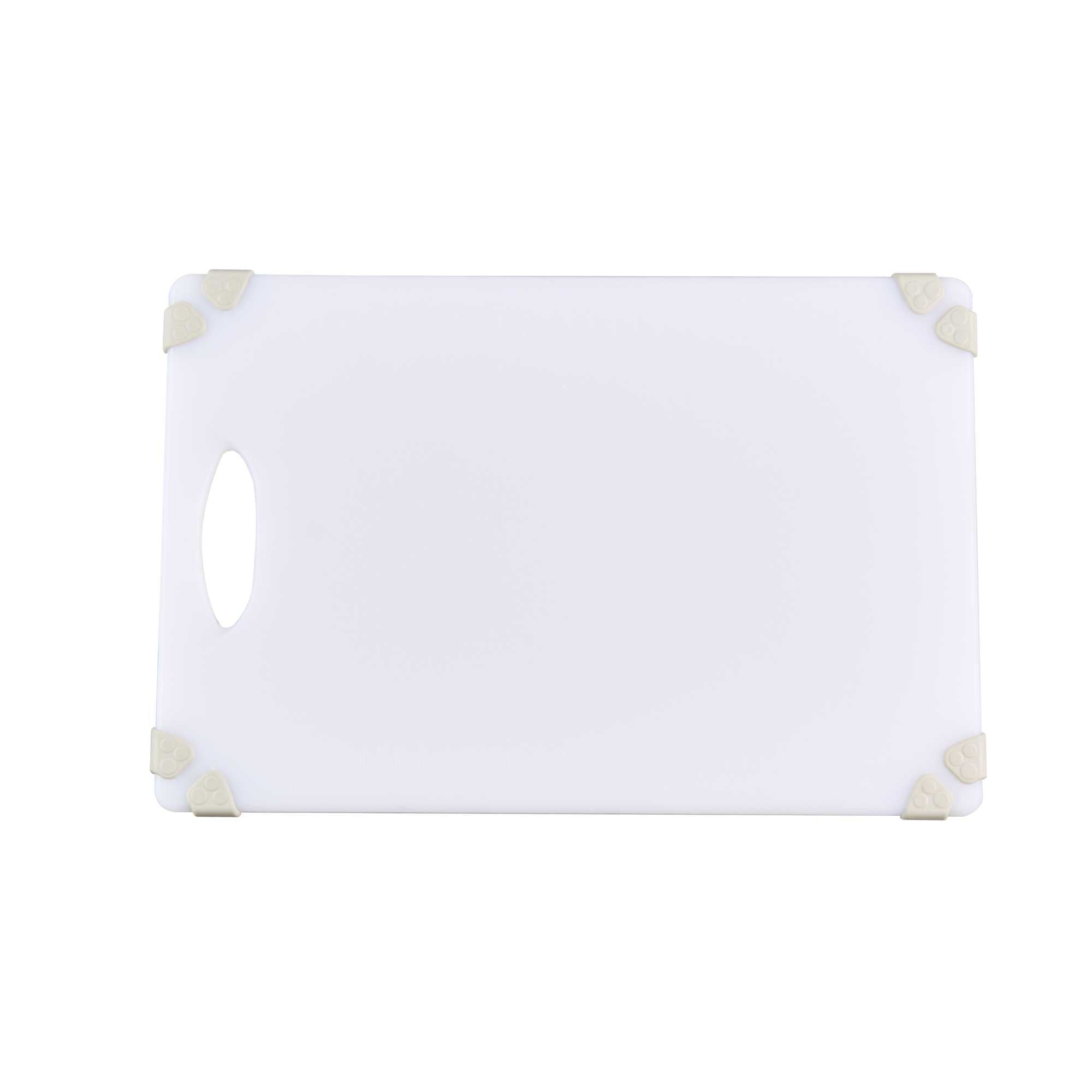 Sure Grip White Plastic Cutting Board - Non-Slip, Measurement Markers, Carrying Handle - 12" x 18" - 1 count box