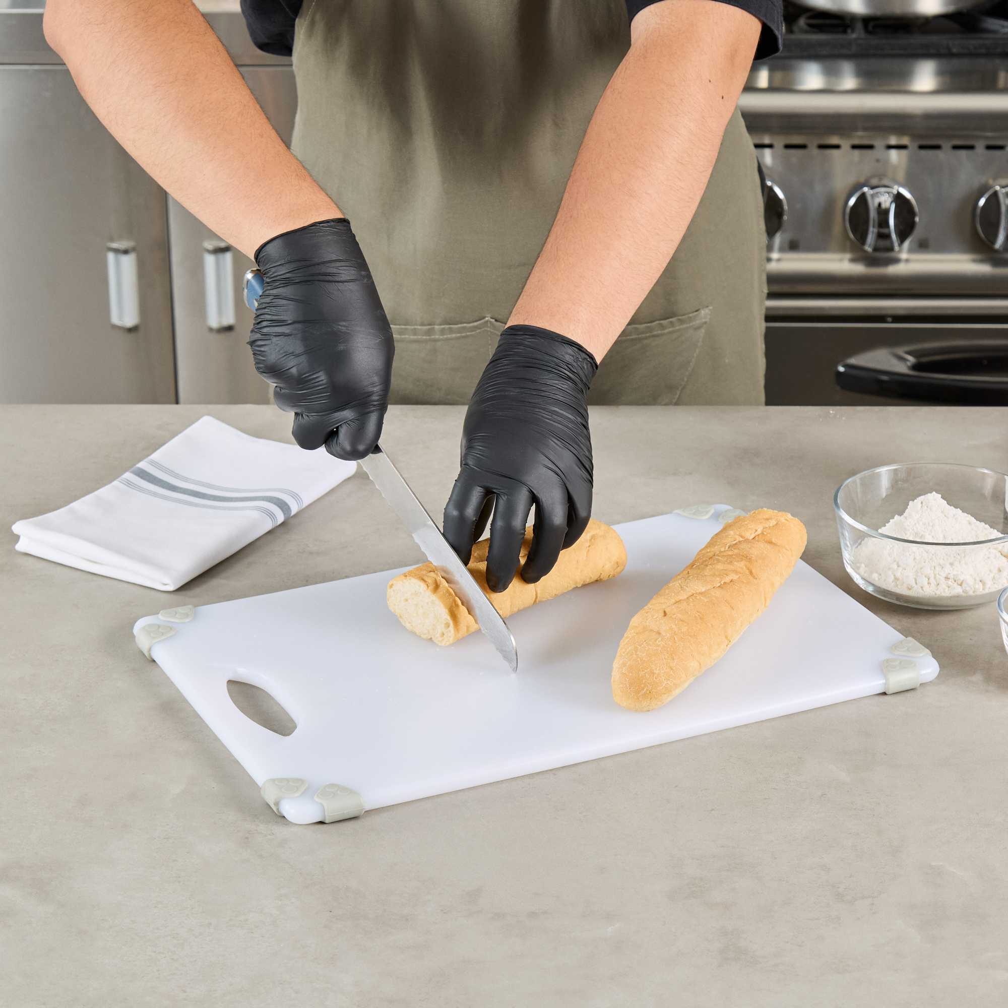 Sure Grip White Plastic Cutting Board - Non-Slip, Measurement Markers, Carrying Handle - 12" x 18" - 1 count box