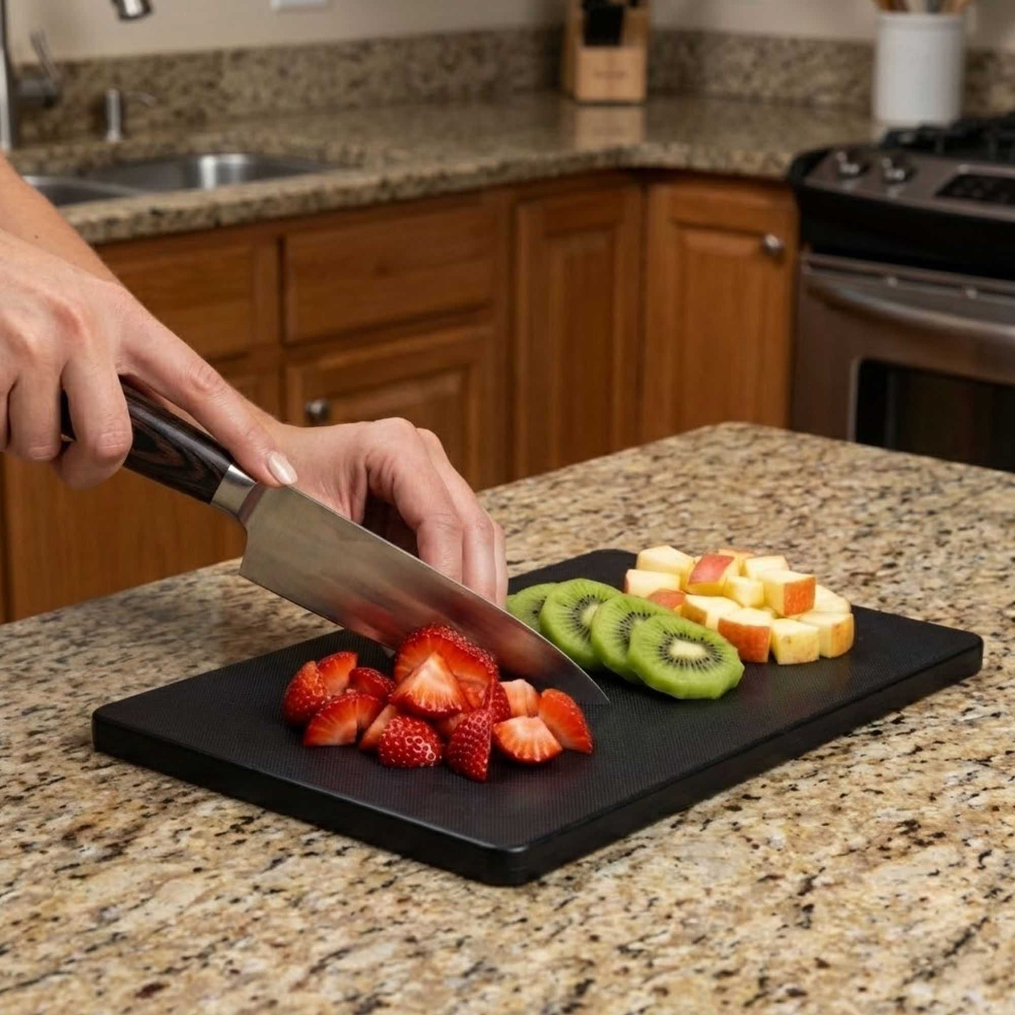 Bar Lux Black Plastic Cutting Board - Non-Slip, Professional Use - 6" x 9 3/4" - 1 count box