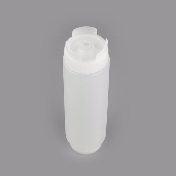 First In First Out 16 oz Clear Plastic Squeeze Bottle - Inverted, Refill & Dispensing Lid - 2 1/2" x 2 1/2" x 8 1/4" - 6 count box