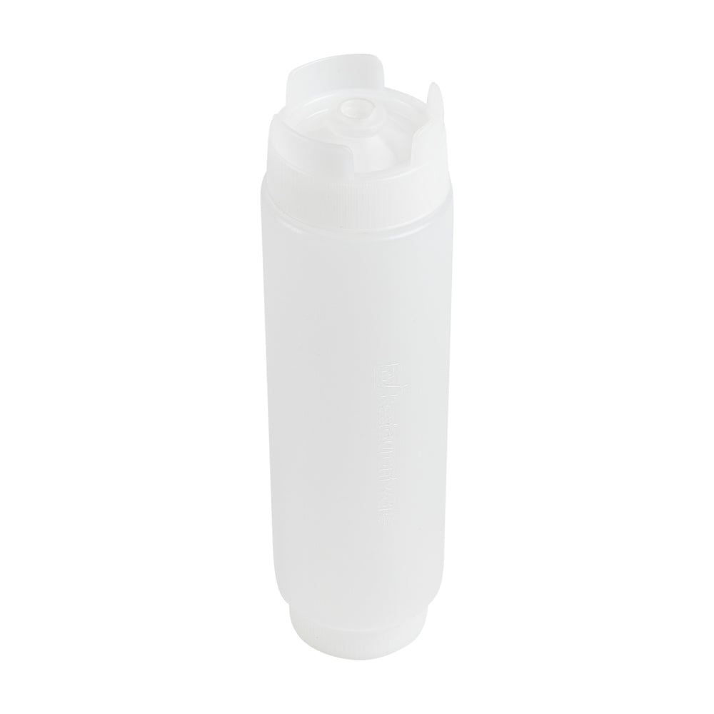 First In First Out 16 oz Clear Plastic Squeeze Bottle - Inverted, Refill & Dispensing Lid - 2 1/2" x 2 1/2" x 8 1/4" - 6 count box