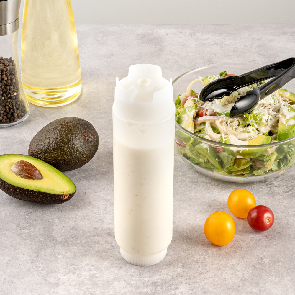 First In First Out 16 oz Clear Plastic Squeeze Bottle - Inverted, Refill & Dispensing Lid - 2 1/2" x 2 1/2" x 8 1/4" - 1 count box
