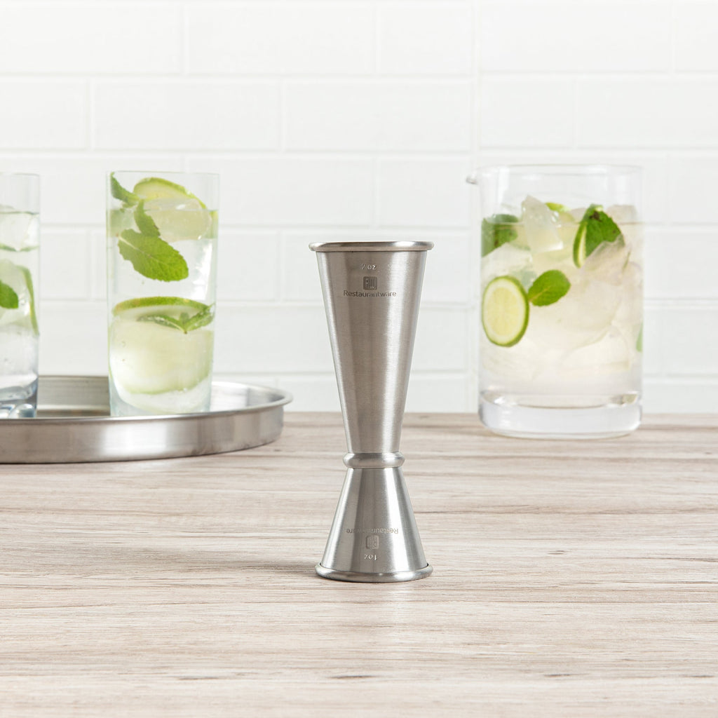 Bar Lux 1 oz / 2 oz Stainless Steel Jigger - Japanese Style, Brushed Finish - 1 count box