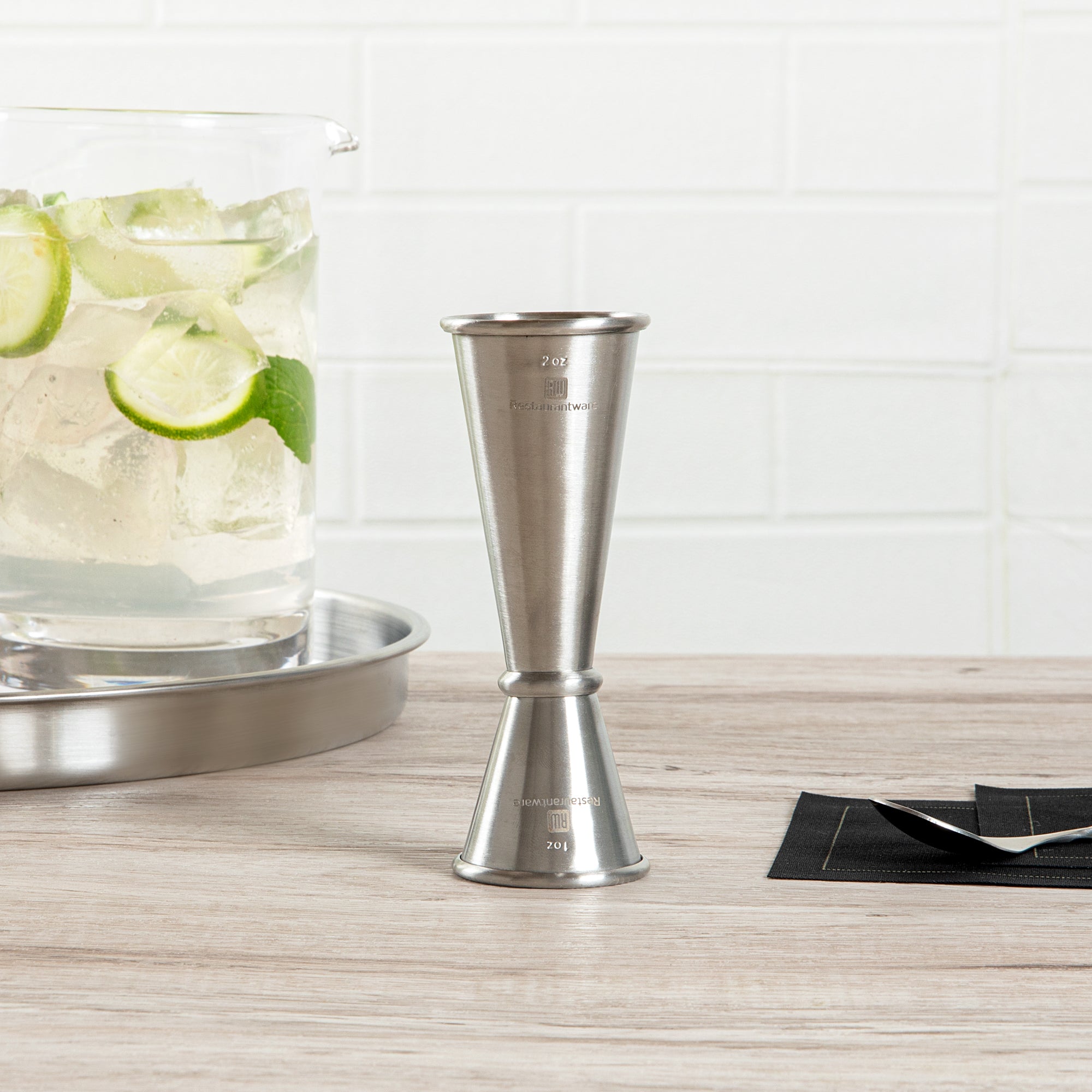 Bar Lux 1 oz / 2 oz Stainless Steel Jigger - Japanese Style, Brushed Finish - 1 count box
