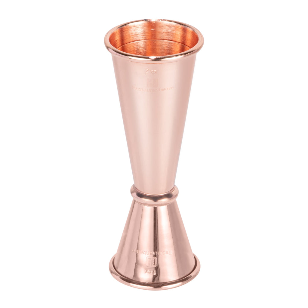Bar Lux 1 oz / 2 oz Copper-Plated Stainless Steel Jigger - Japanese Style - 1 count box