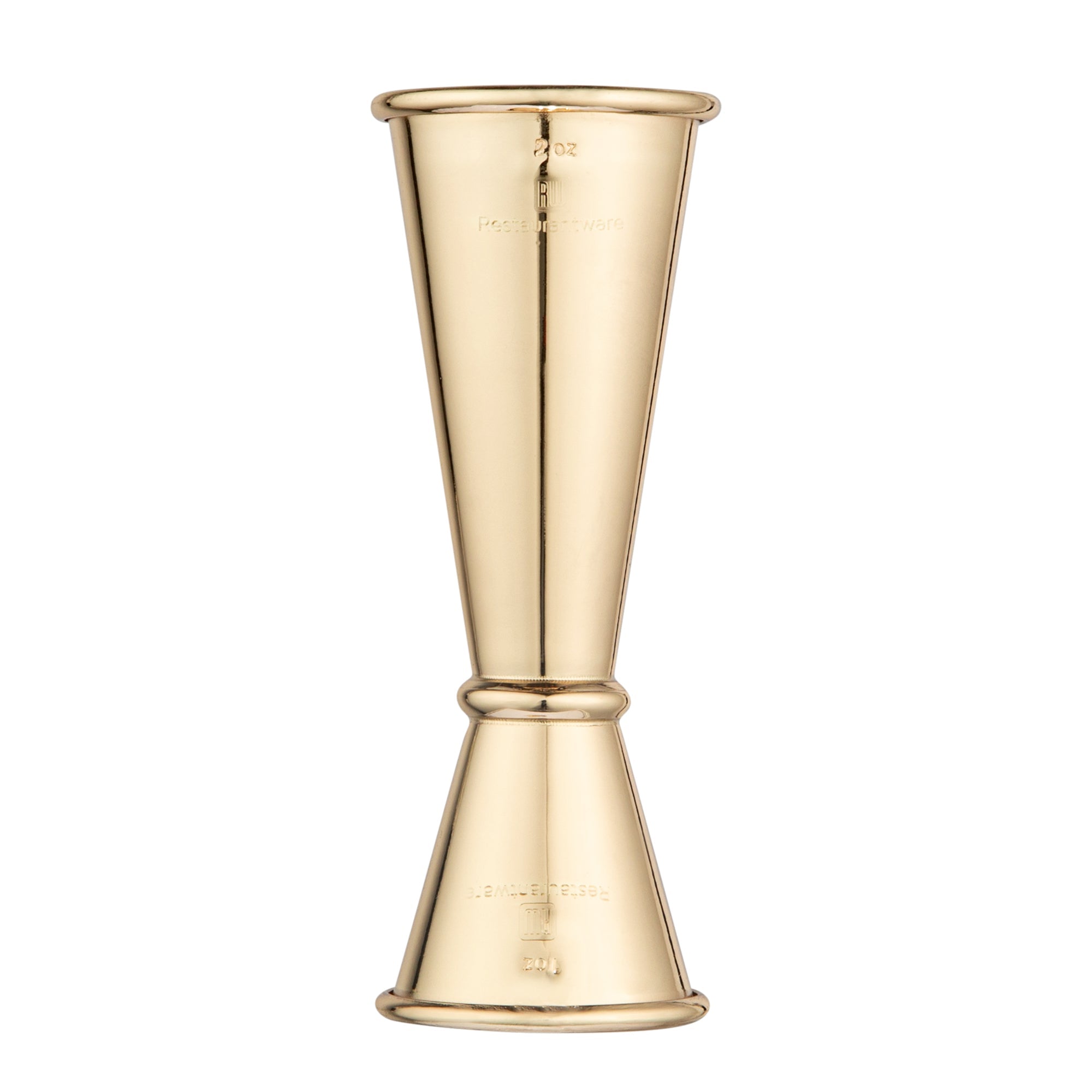 Bar Lux 1 oz / 2 oz Gold-Plated Stainless Steel Jigger - Japanese Style - 1 count box