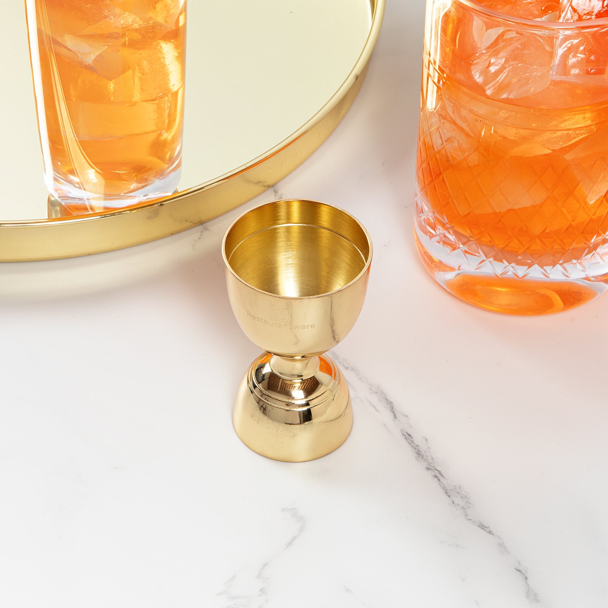 Bar Lux 1 oz / 2 oz Gold-Plated Stainless Steel Jigger - Negroni - 1 count box