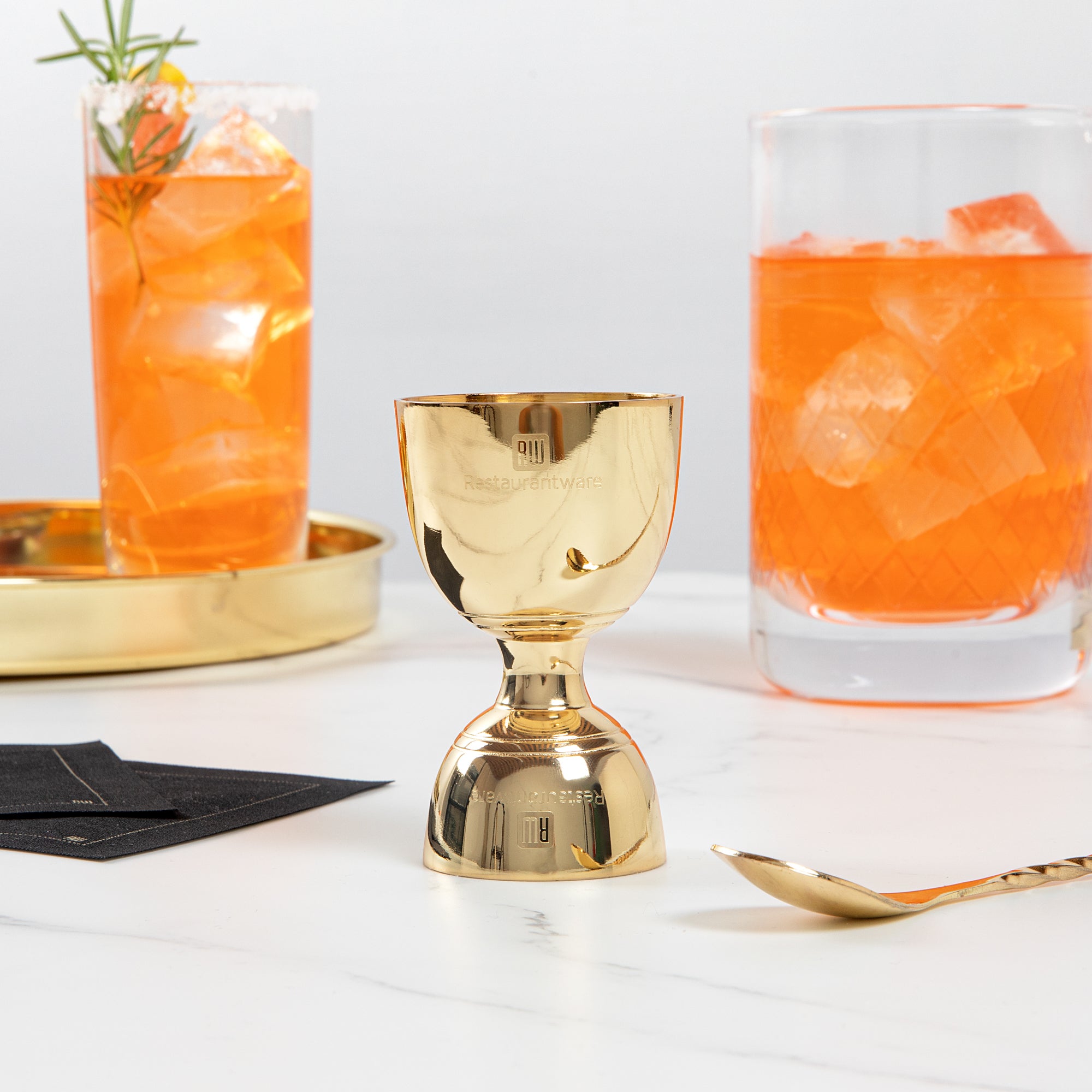Bar Lux 1 oz / 2 oz Gold-Plated Stainless Steel Jigger - Negroni - 1 count box
