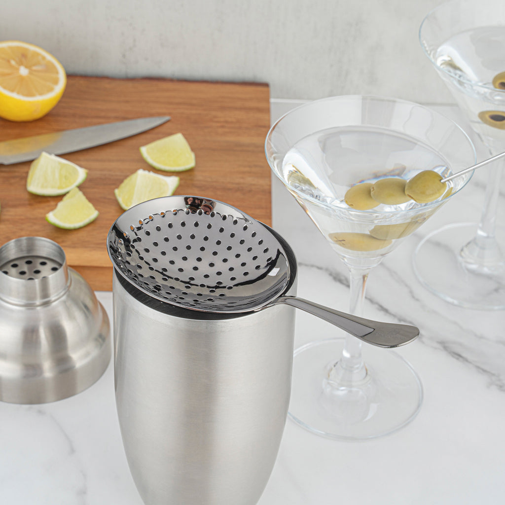 Bar Lux Black-Plated Stainless Steel Julep Strainer - 6 1/2" - 1 count box
