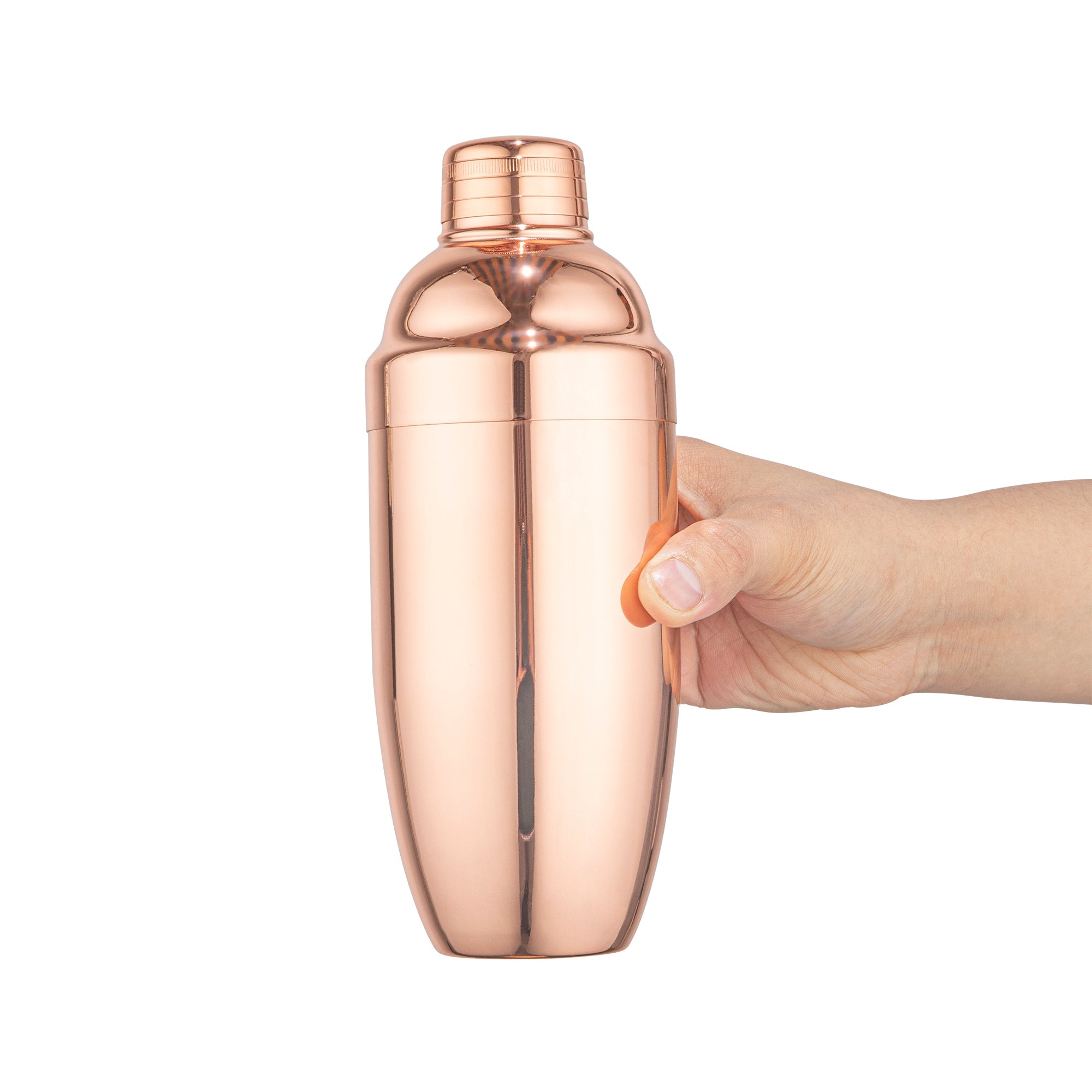 Bar Lux 24 oz Copper-Plated Stainless Steel Cobbler Shaker - 3 1/4" x 3 1/4" x 8 3/4" - 1 count box