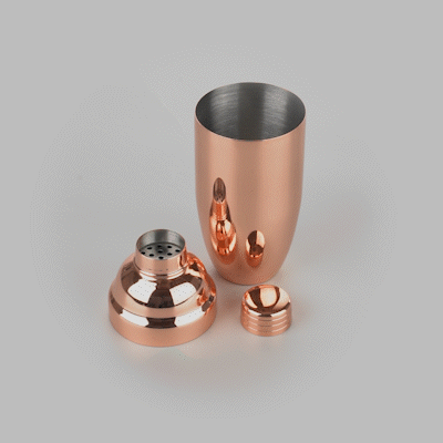 Bar Lux 24 oz Copper-Plated Stainless Steel Cobbler Shaker - 3 1/4" x 3 1/4" x 8 3/4" - 1 count box