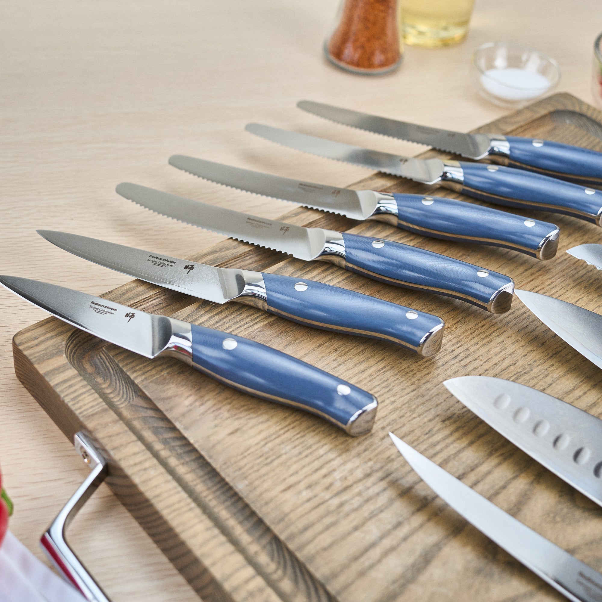 Sensei Blue Damascus Steel 10-Piece Knife Set - 1 count box