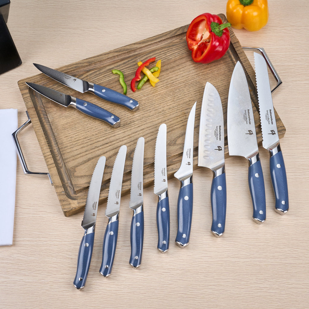 Sensei Blue Damascus Steel 10-Piece Knife Set - 1 count box