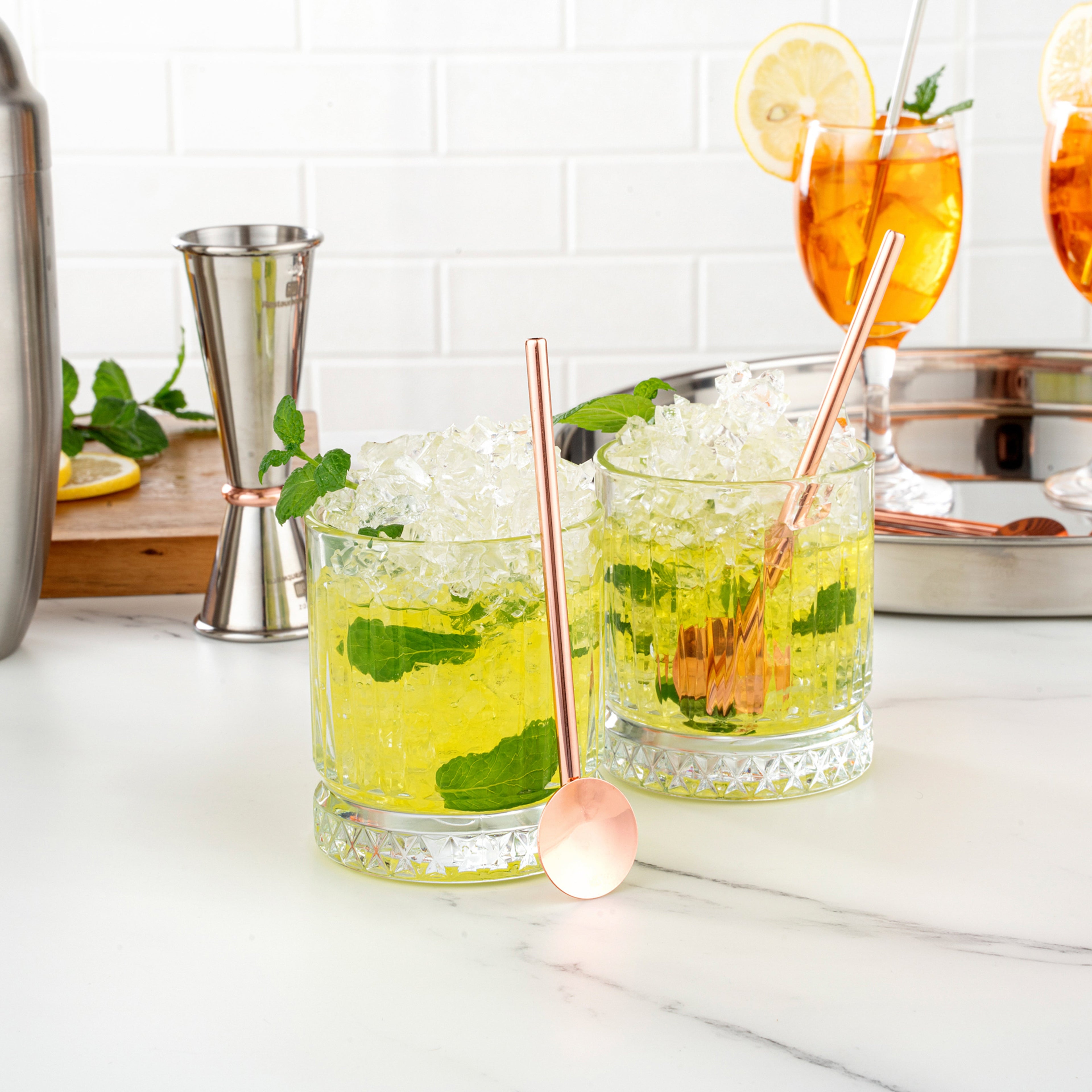 Bar Lux Copper-Plated Stainless Steel Julep Spoon Straw - 5" - 2 count box