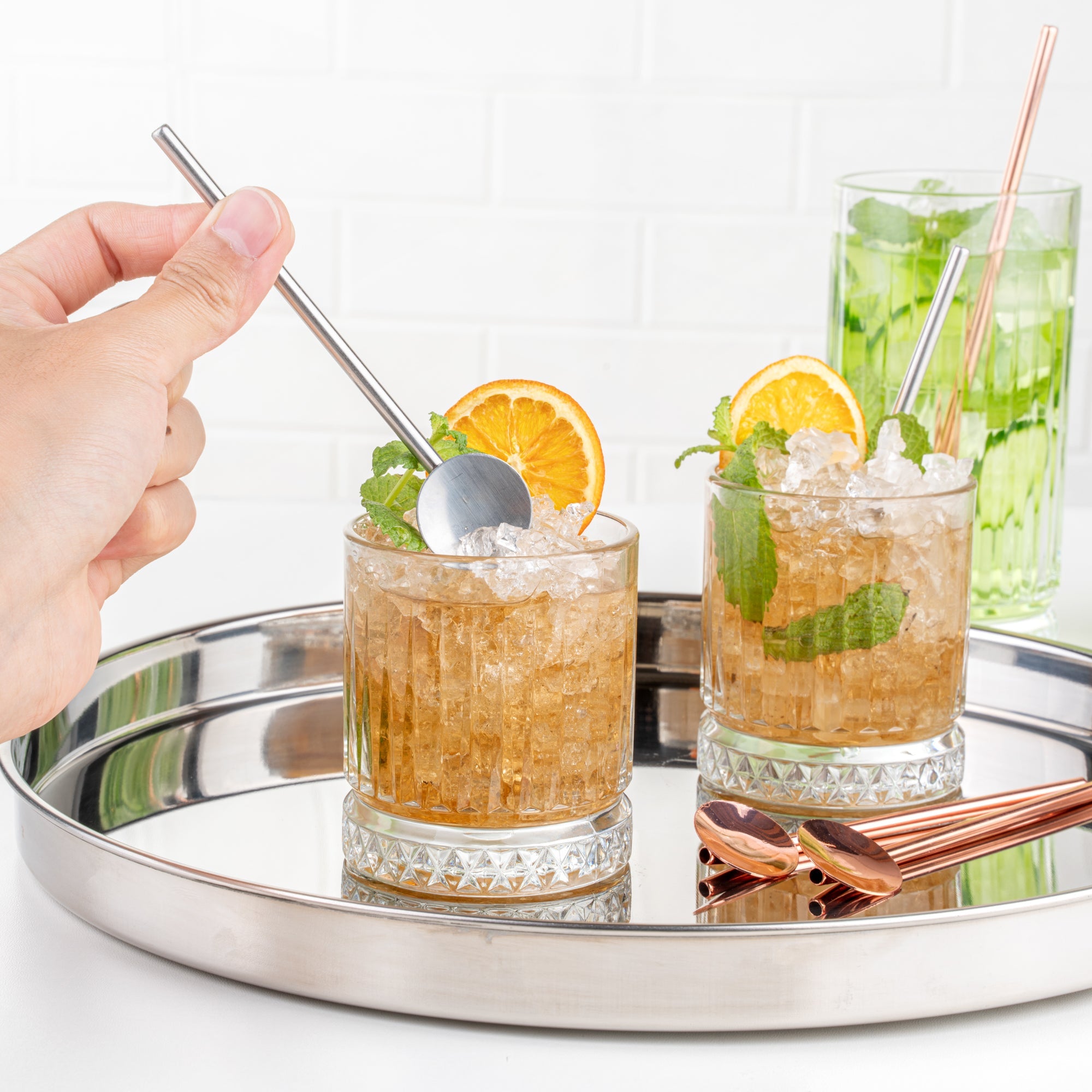 Bar Lux Stainless Steel Julep Spoon Straw - 5" - 2 count box