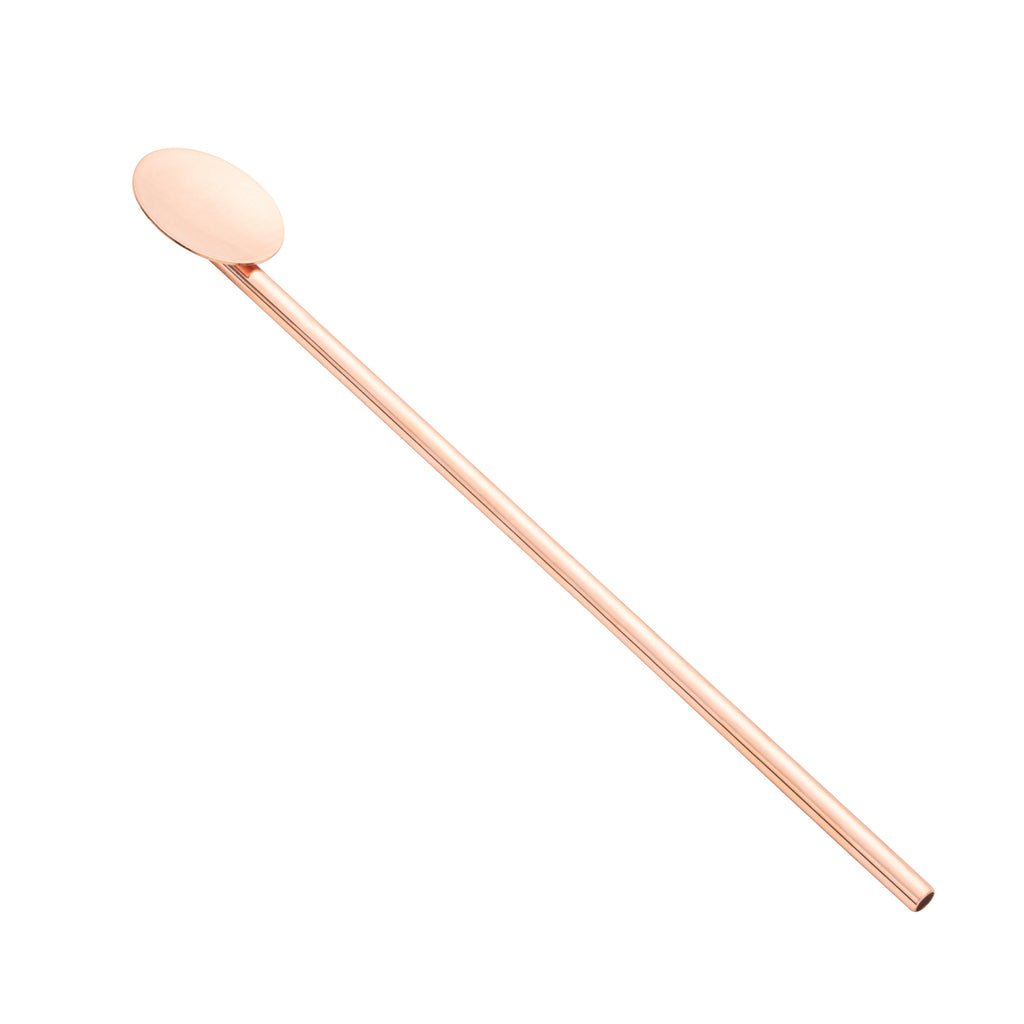 Bar Lux Copper-Plated Stainless Steel Julep Spoon Straw - 7 1/2" - 2 count box