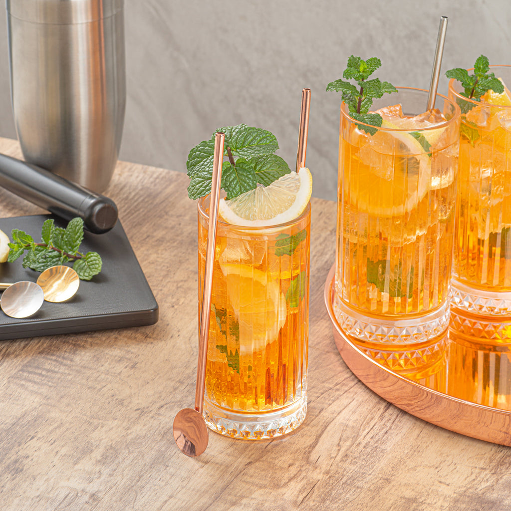 Bar Lux Copper-Plated Stainless Steel Julep Spoon Straw - 7 1/2" - 2 count box