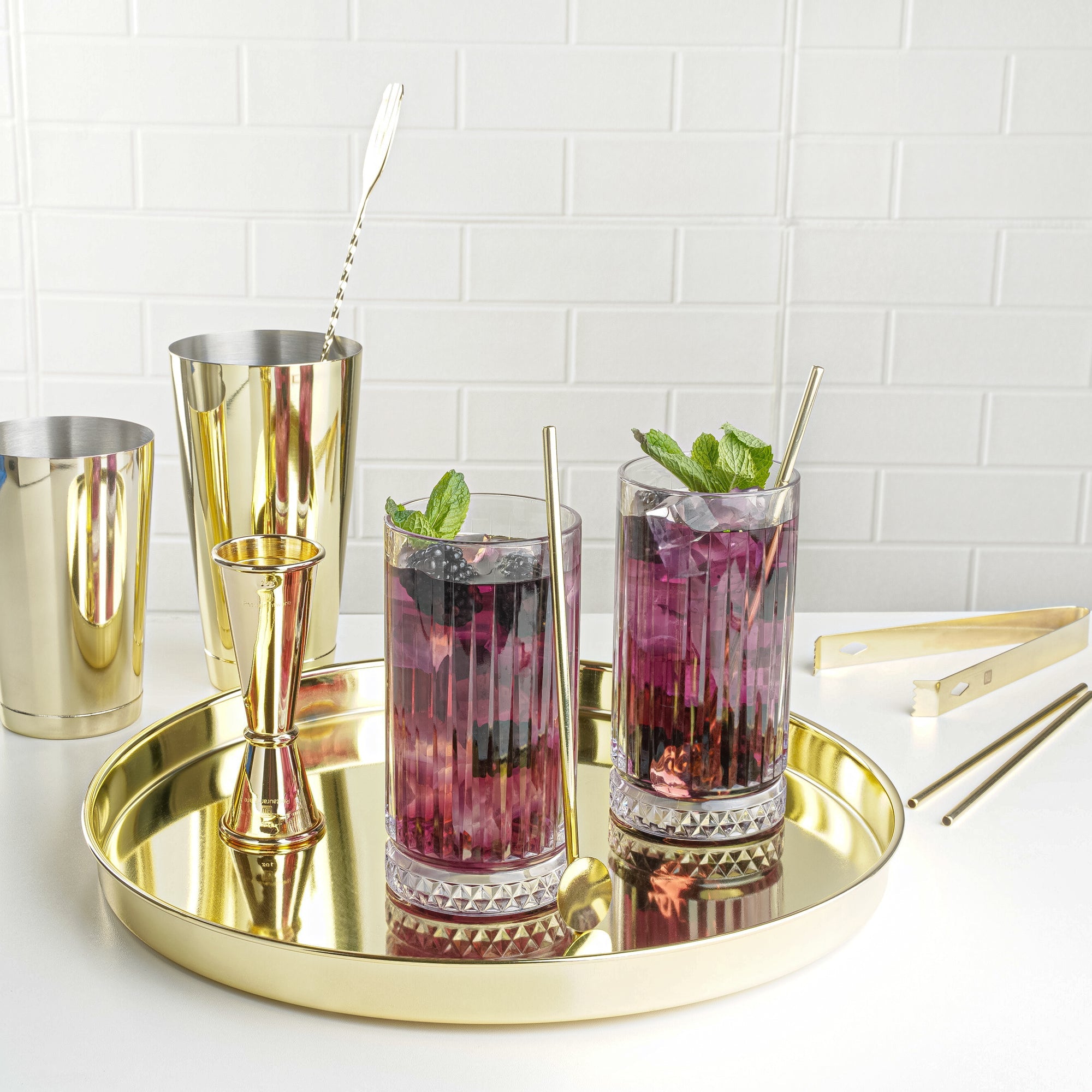 Bar Lux Gold-Plated Stainless Steel Julep Spoon Straw - 7 1/2" - 2 count box