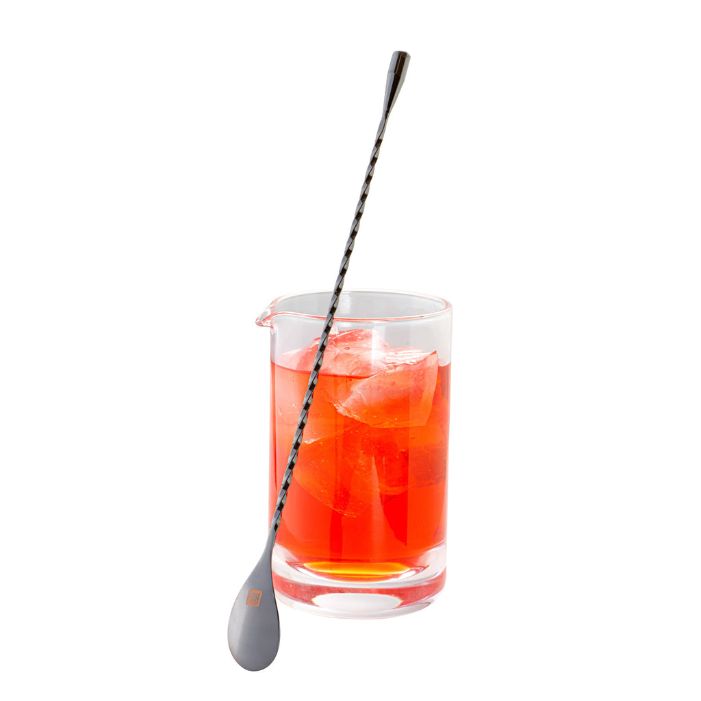 Bar Lux Black-Plated Stainless Steel Belicoso Barspoon - 12" - 1 count box