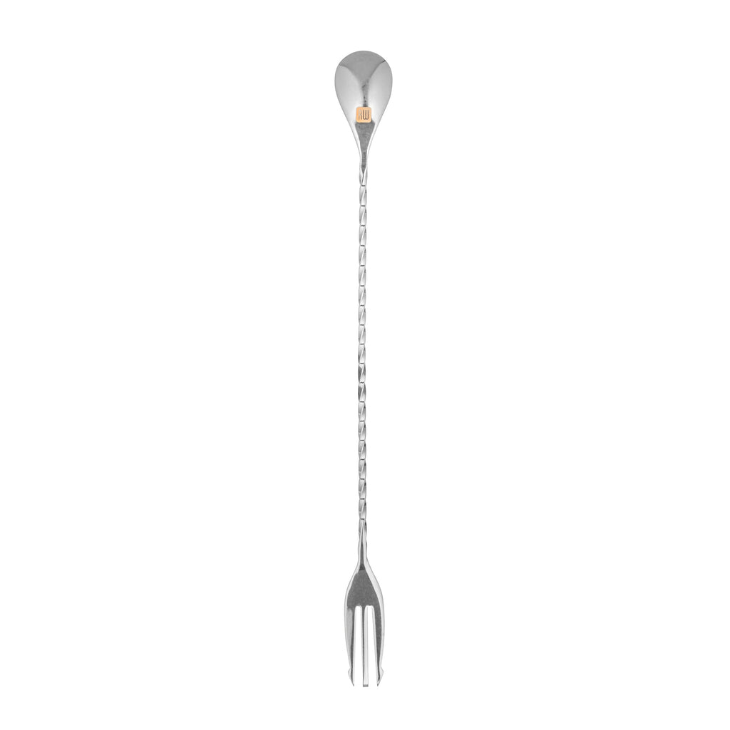 Bar Lux Black-Plated Stainless Steel Trident Barspoon - 12" - 1 count box