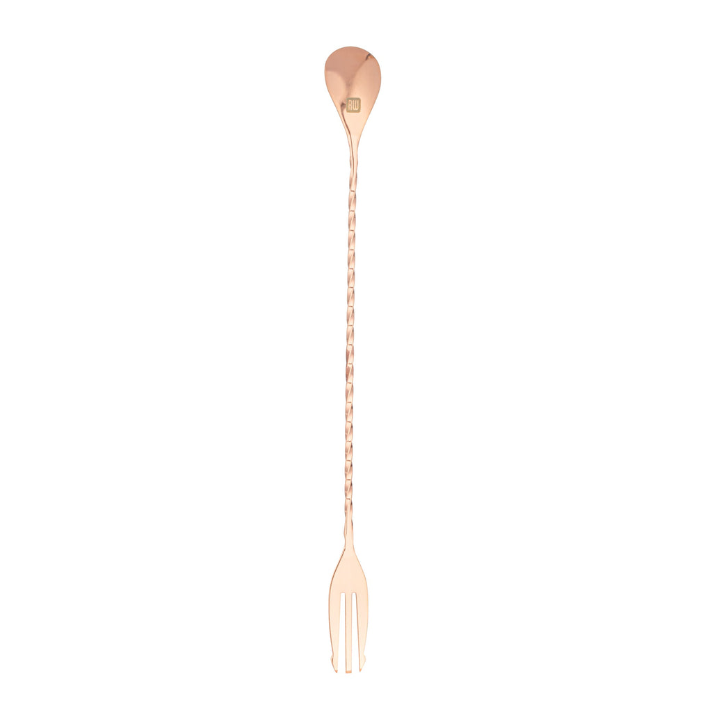 Bar Lux Copper-Plated Stainless Steel Trident Barspoon - 12" - 1 count box