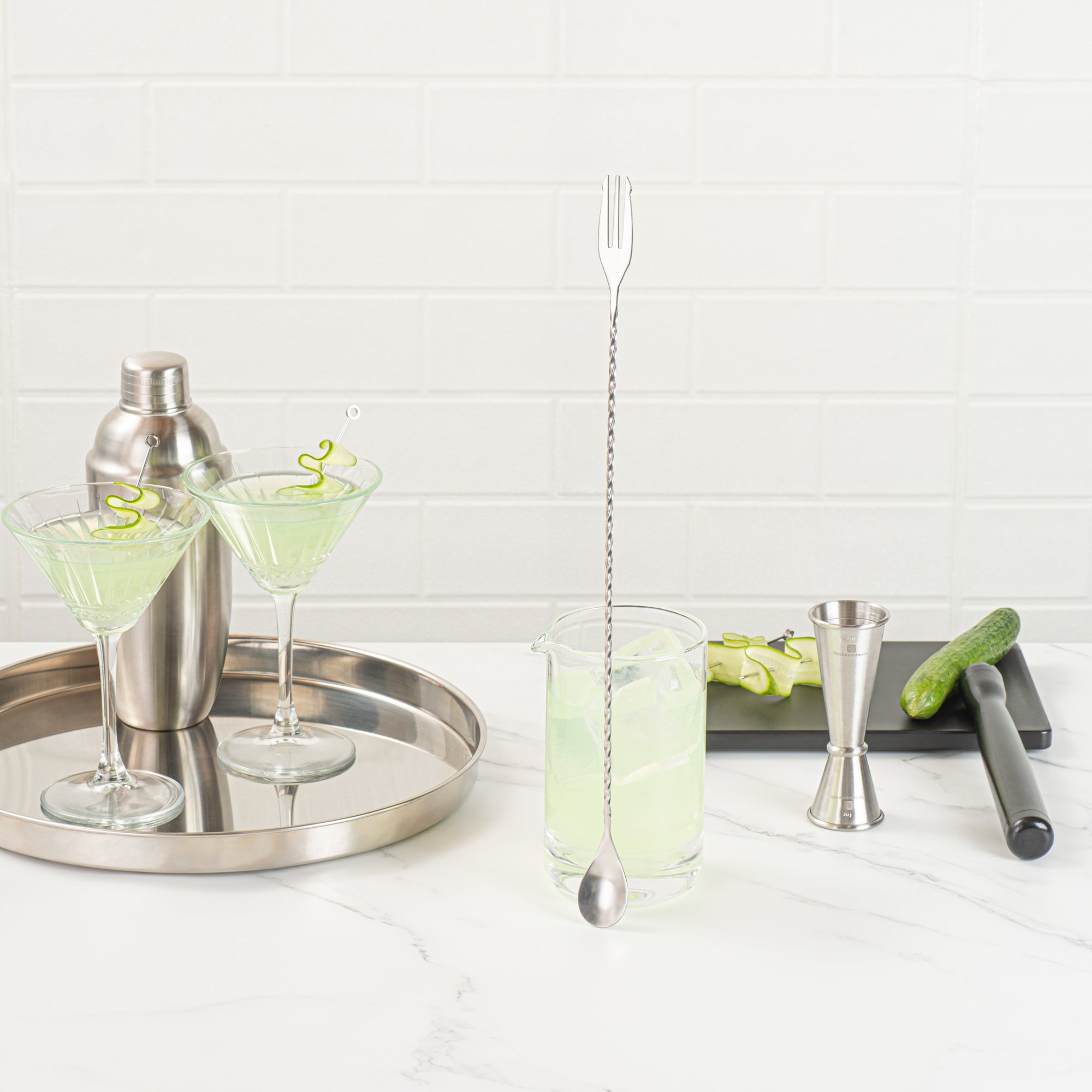 Bar Lux Stainless Steel Trident Barspoon - 16" x 1 1/4" x 1/2" - 1 count box