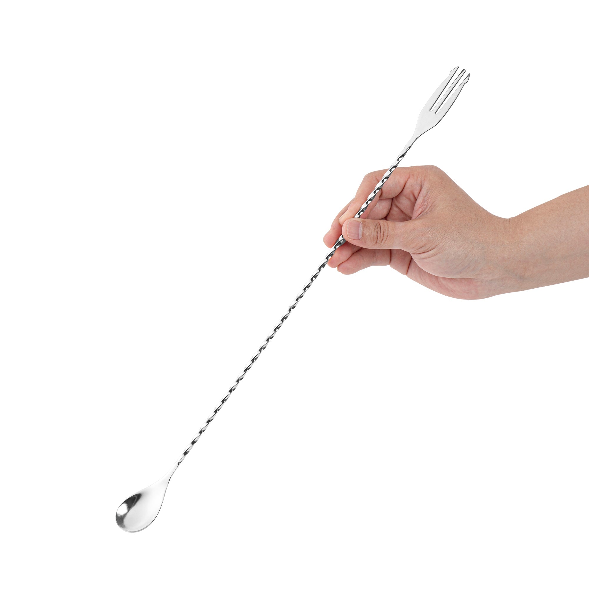 Bar Lux Stainless Steel Trident Barspoon - 16" x 1 1/4" x 1/2" - 1 count box