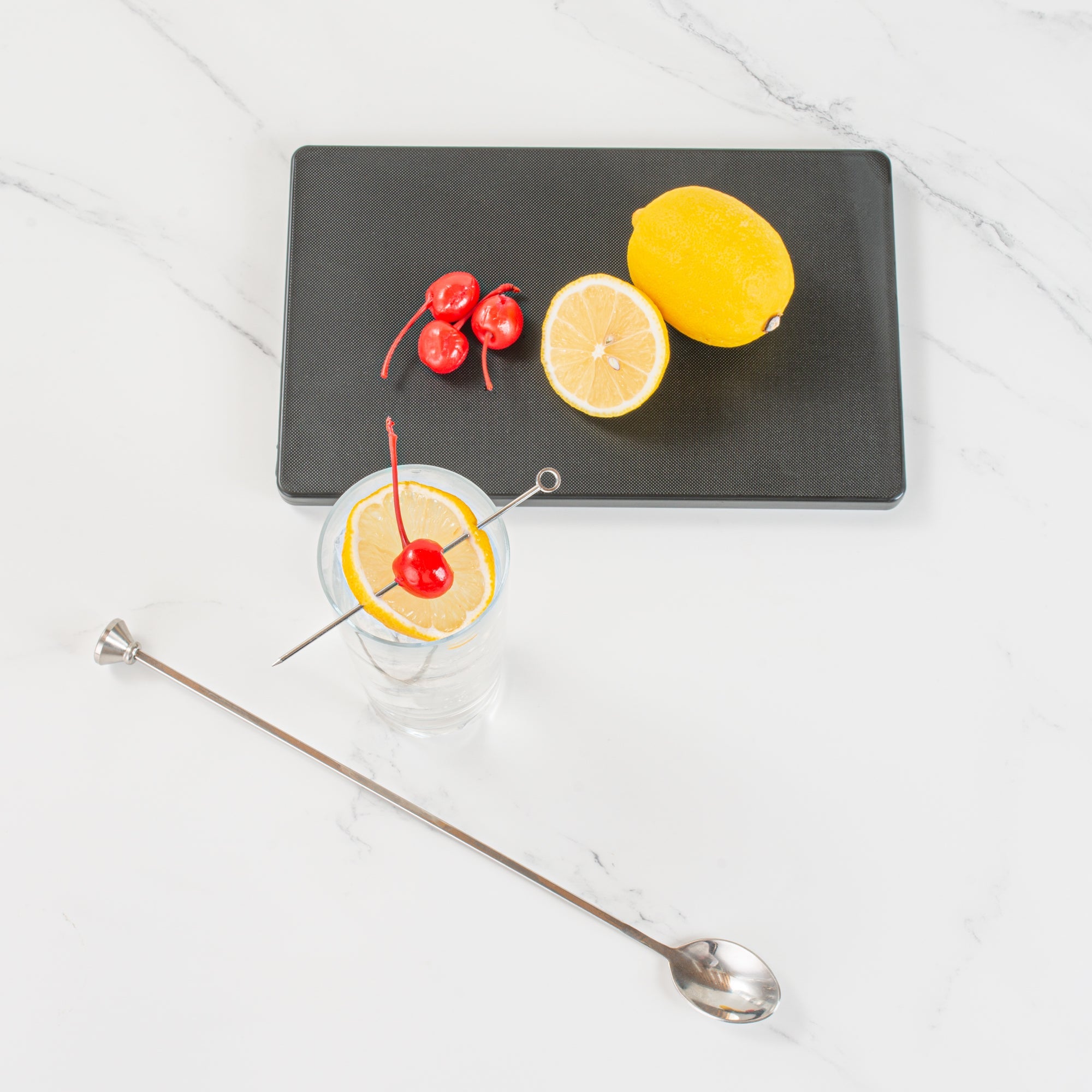 Bar Lux Black-Plated Stainless Steel Muddler Barspoon - 12" x 1 1/4" x 3/4" - 1 count box