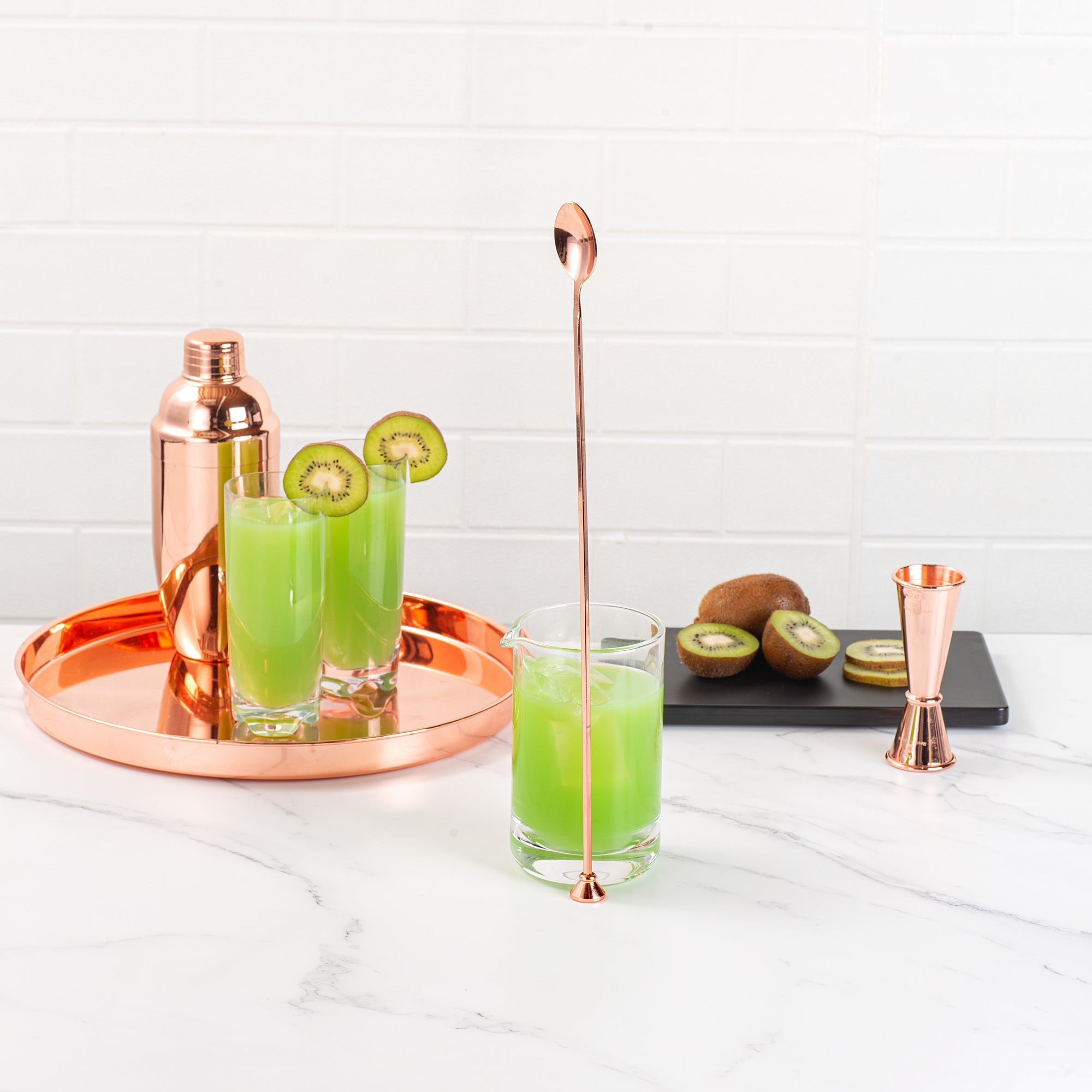 Bar Lux Copper-Plated Stainless Steel Muddler Barspoon - 16" x 1 1/4" x 3/4" - 1 count box