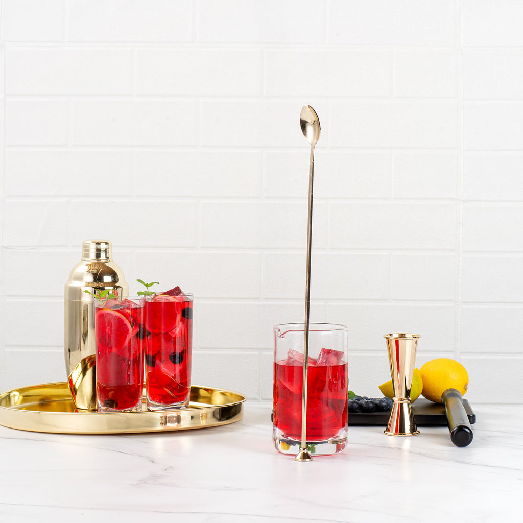 Bar Lux Gold-Plated Stainless Steel Muddler Barspoon - 16" x 1 1/4" x 3/4" - 1 count box