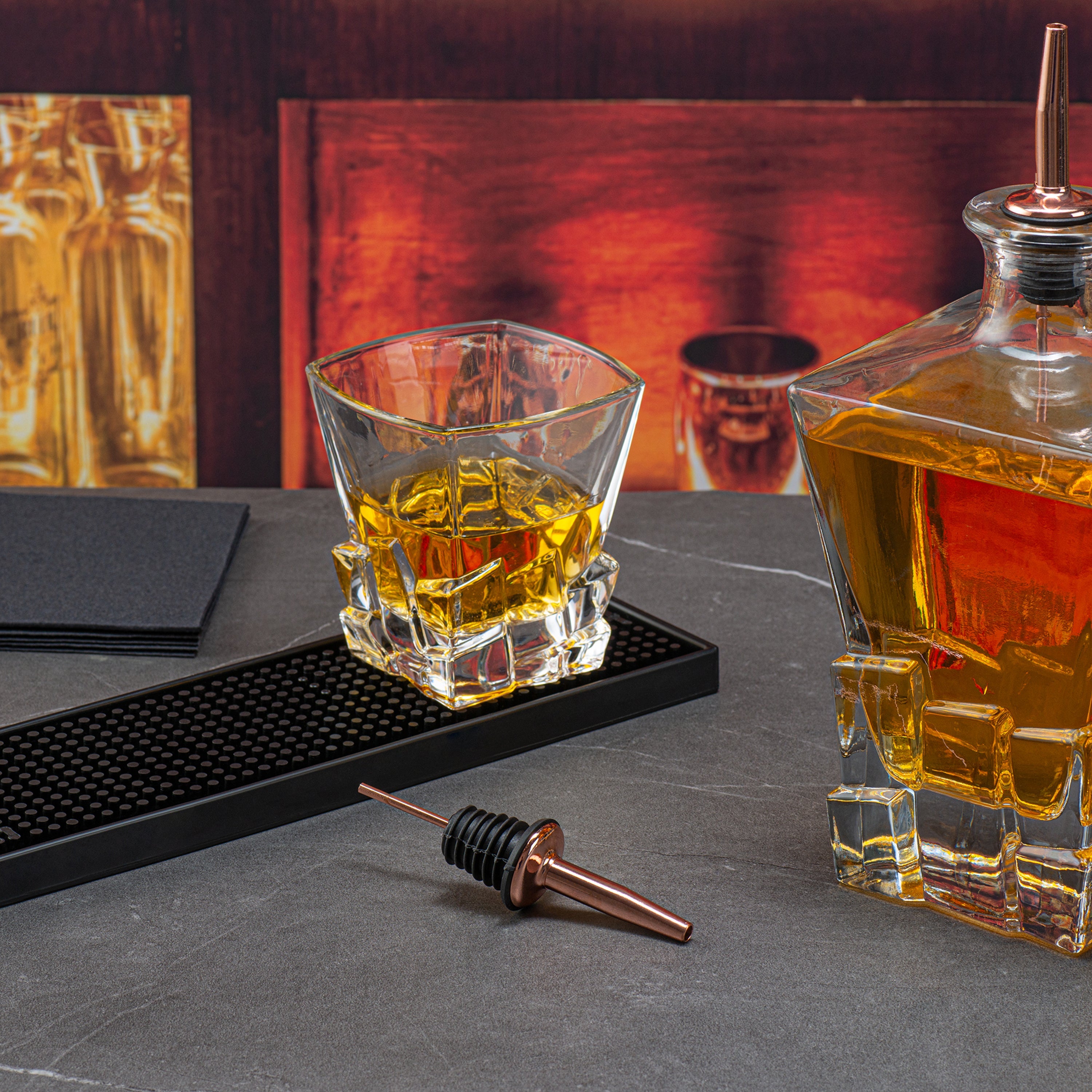 Bar Lux Copper-Plated Stainless Steel Speed Pourer - 4 1/4" x 1 1/4" x 1 1/4" - 4 count box