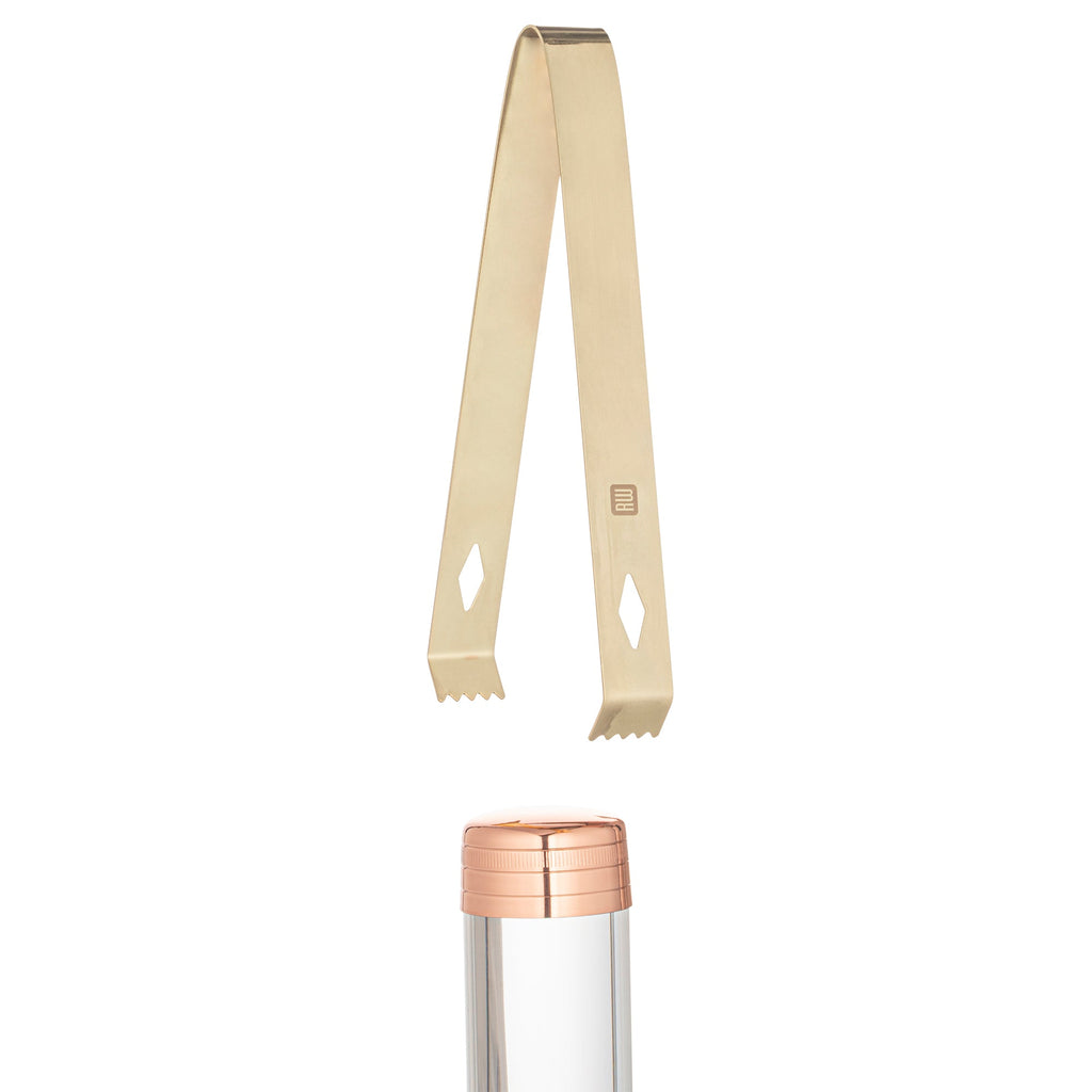 Bar Lux Gold-Plated Stainless Steel Ice Tongs - 6 1/4" x 2 1/2" x 3/4" - 1 count box