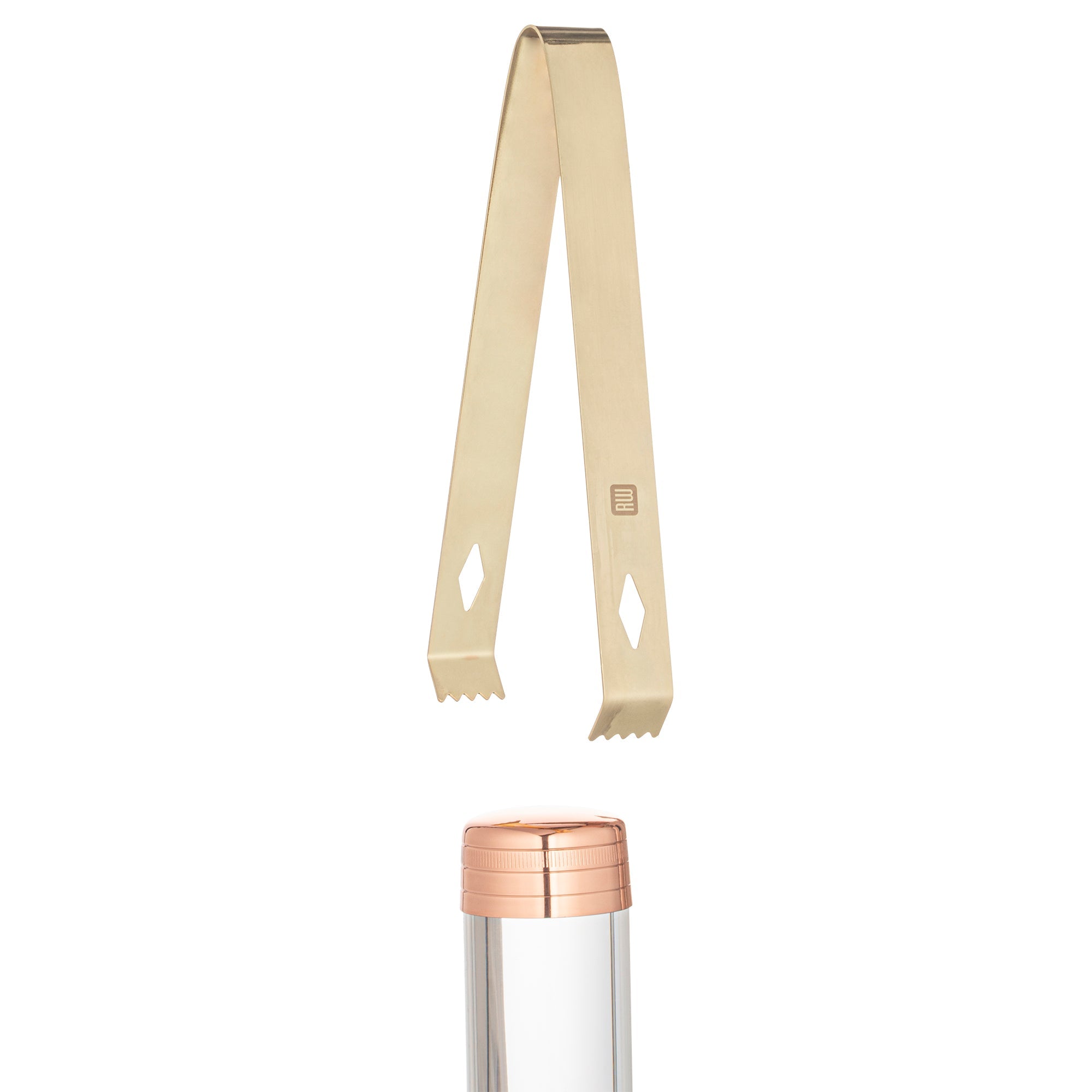 Bar Lux Gold-Plated Stainless Steel Ice Tongs - 6 1/4" x 2 1/2" x 3/4" - 1 count box