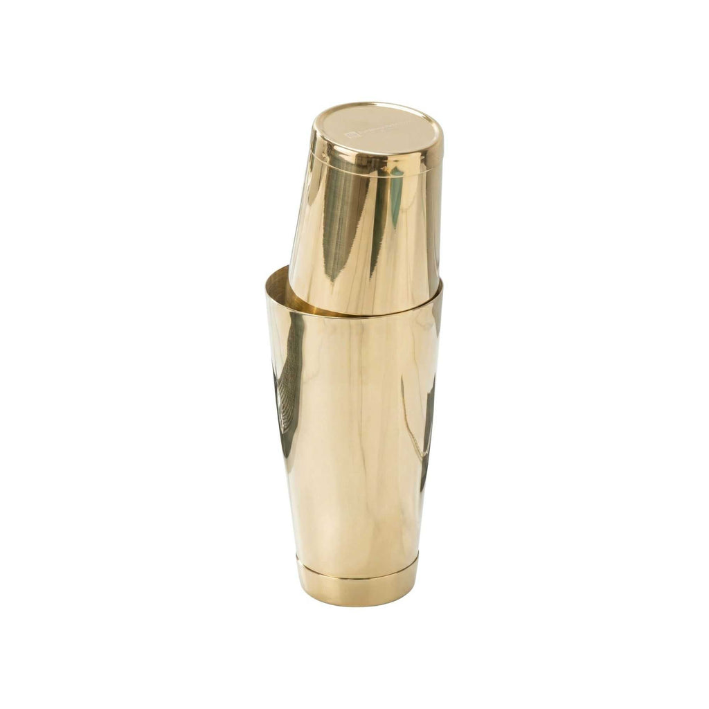 Bar Lux 16 oz Gold-Plated Stainless Steel Cocktail Shaker Tin - Weighted - 3 1/4" x 3 1/4" x 4" - 1 count box