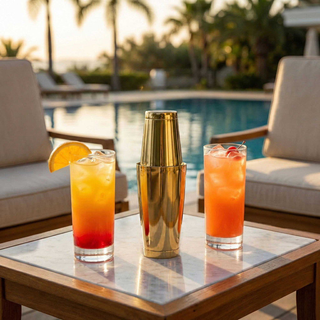Bar Lux 16 oz Gold-Plated Stainless Steel Cocktail Shaker Tin - Weighted - 3 1/4" x 3 1/4" x 4" - 1 count box